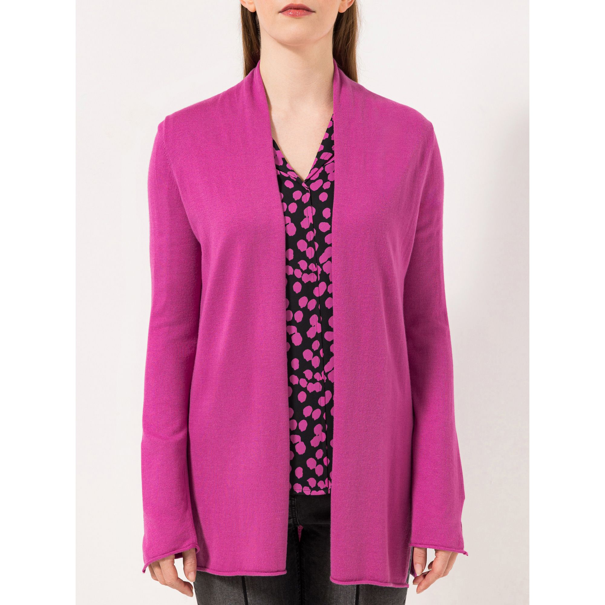 STEFFEN SCHRAUT Longcardigan Boston offene Front Rollsaum leger weit