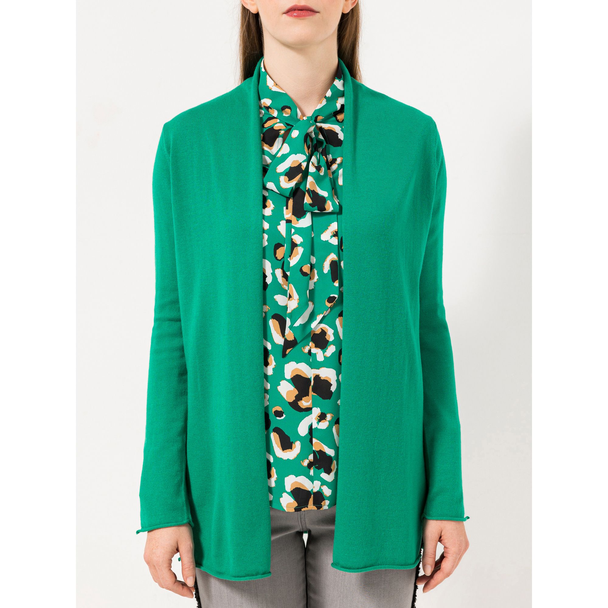 STEFFEN SCHRAUT Longcardigan Boston offene Front Rollsaum leger weit