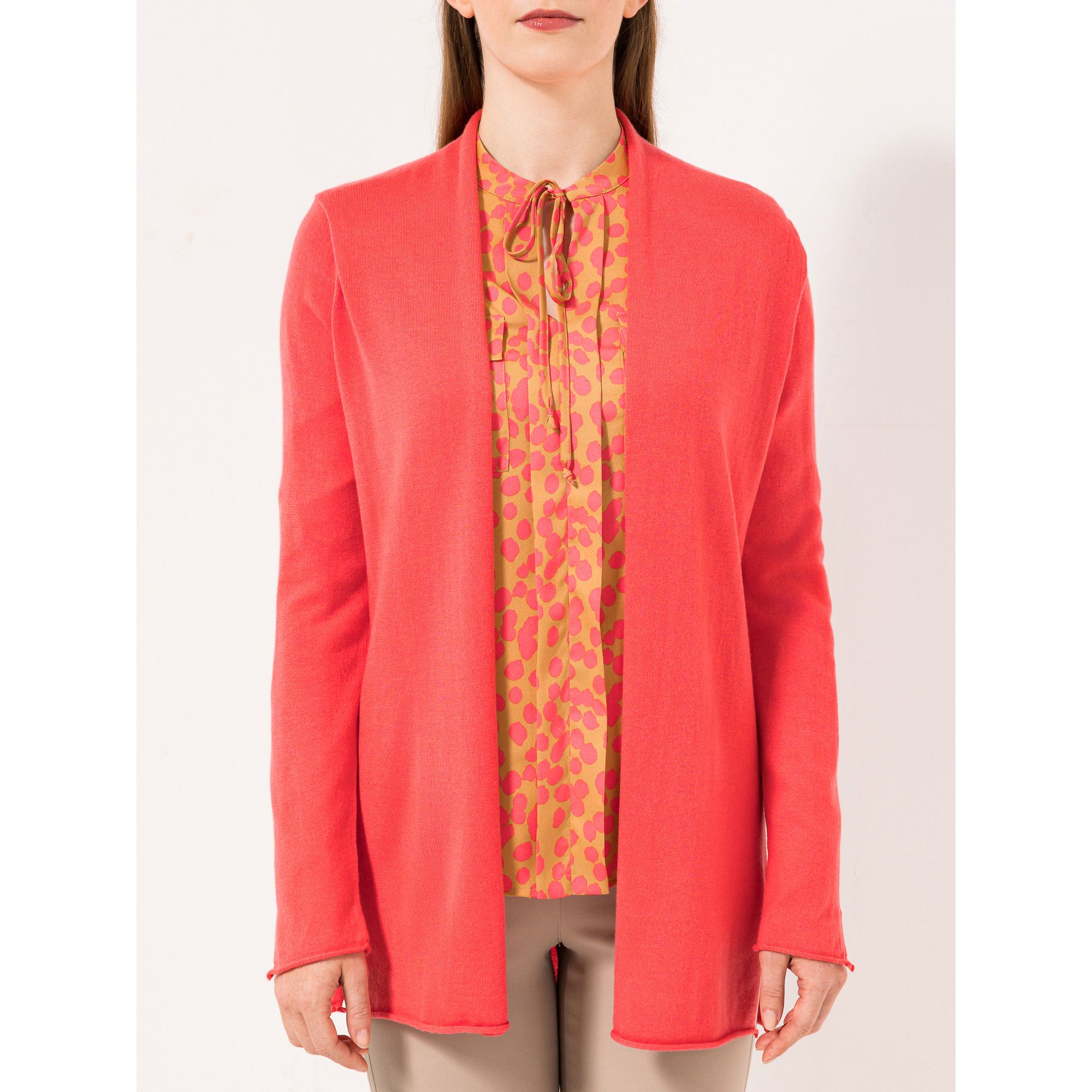 STEFFEN SCHRAUT Longcardigan Boston offene Front Rollsaum leger weit