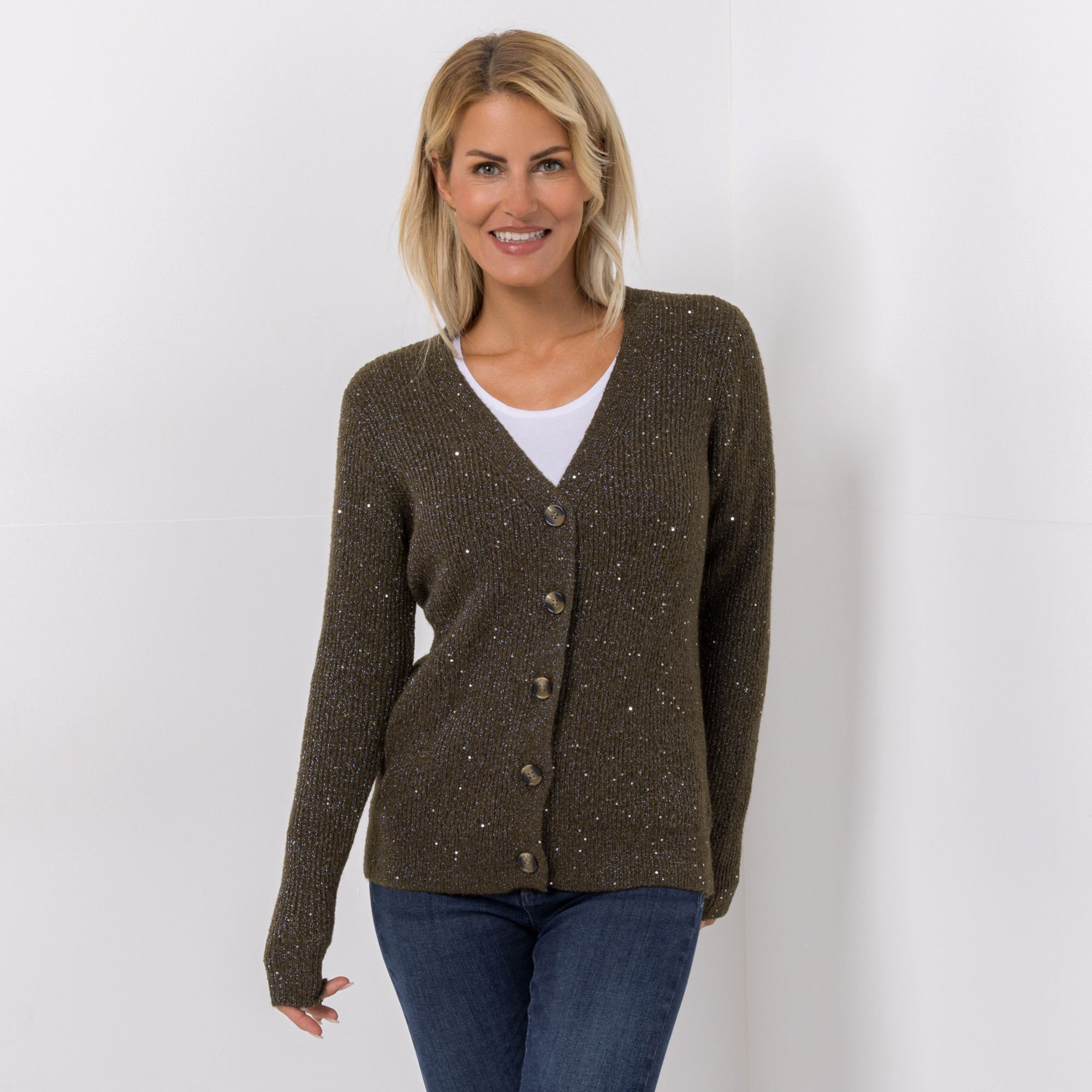 DAWID by Dawid Tomaszewski Cardigan Glanzgarn, Pailletten figurumspielend