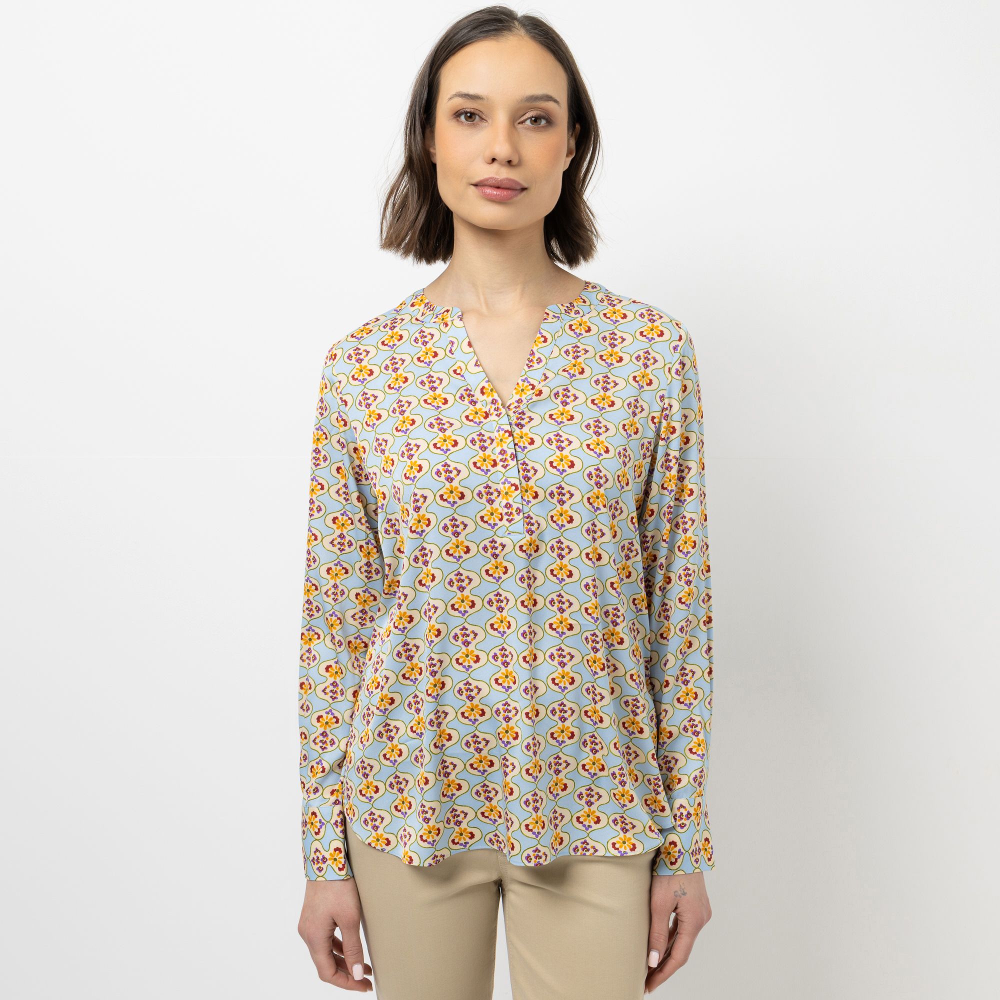  STEFFEN SCHRAUT Bluse, 1/1-Arm Falte im Rücken Serafino-Ausschnitt leger weit