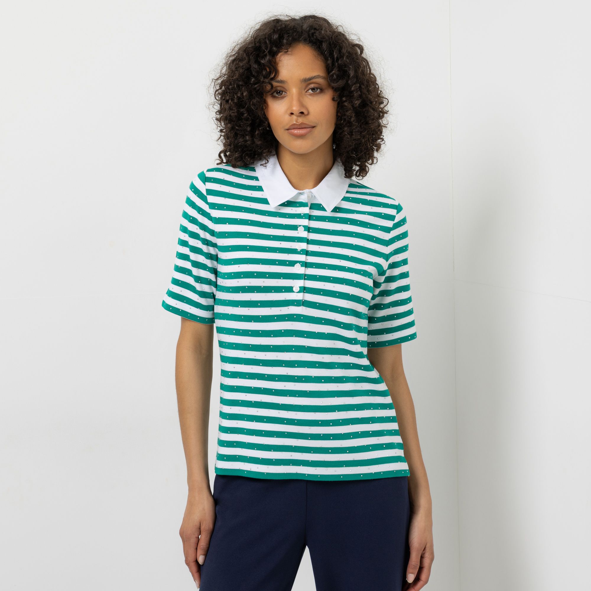 STEFFEN SCHRAUT Poloshirt, 1/2-Arm gestreift Schmucksteinchen figurumspielend