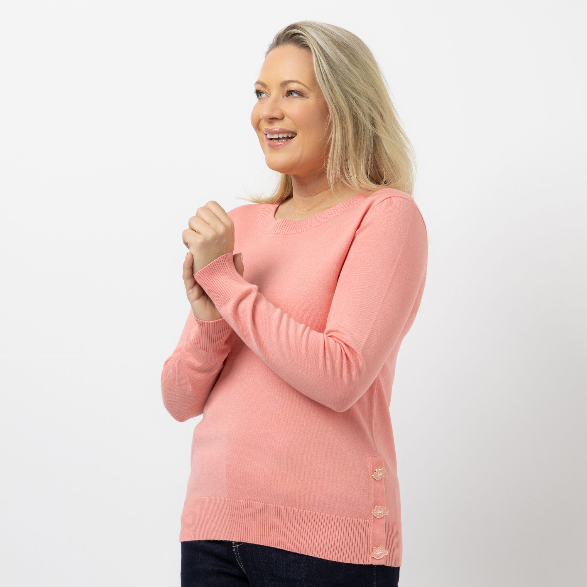 KILIAN KERNER SENSES Pullover, Langarm Rundhalsausschnitt Kuss-Verzierung figurumspielend