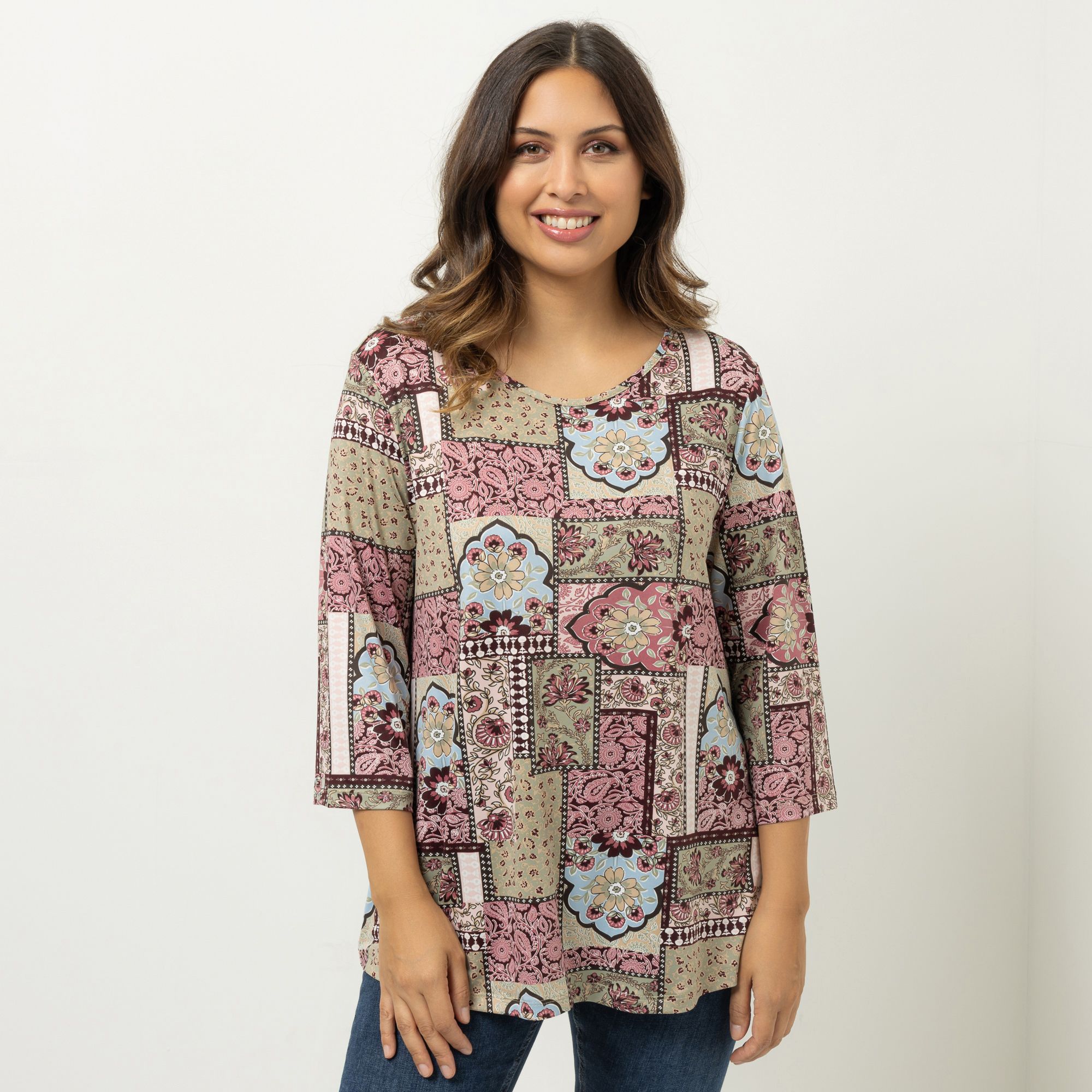 KIM & CO. Shirt, 3/4-Arm Brazil Knit Jersey U-Boot-Ausschnitt figurumspielend