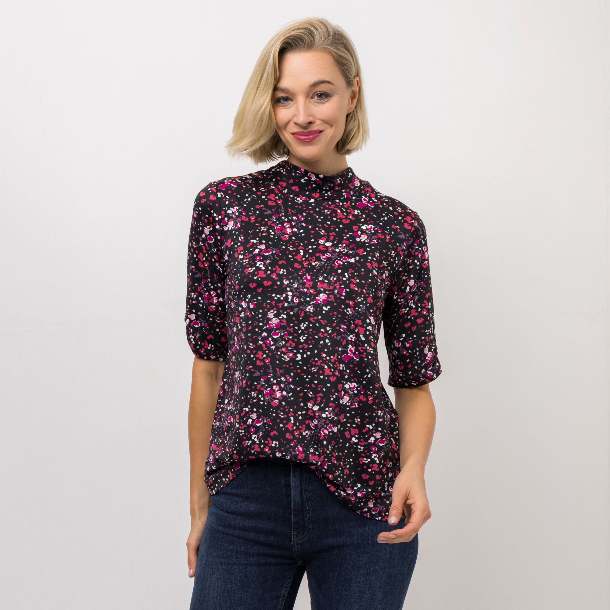 KIM & CO. Shirt, 1/2-Arm Brazil Knit Jersey Stehkragen figurumspielend
