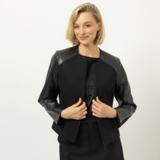 ANNA VON GRIESHEIM Blazer Reißverschluss Lederoptik-Einsätze figurbetont