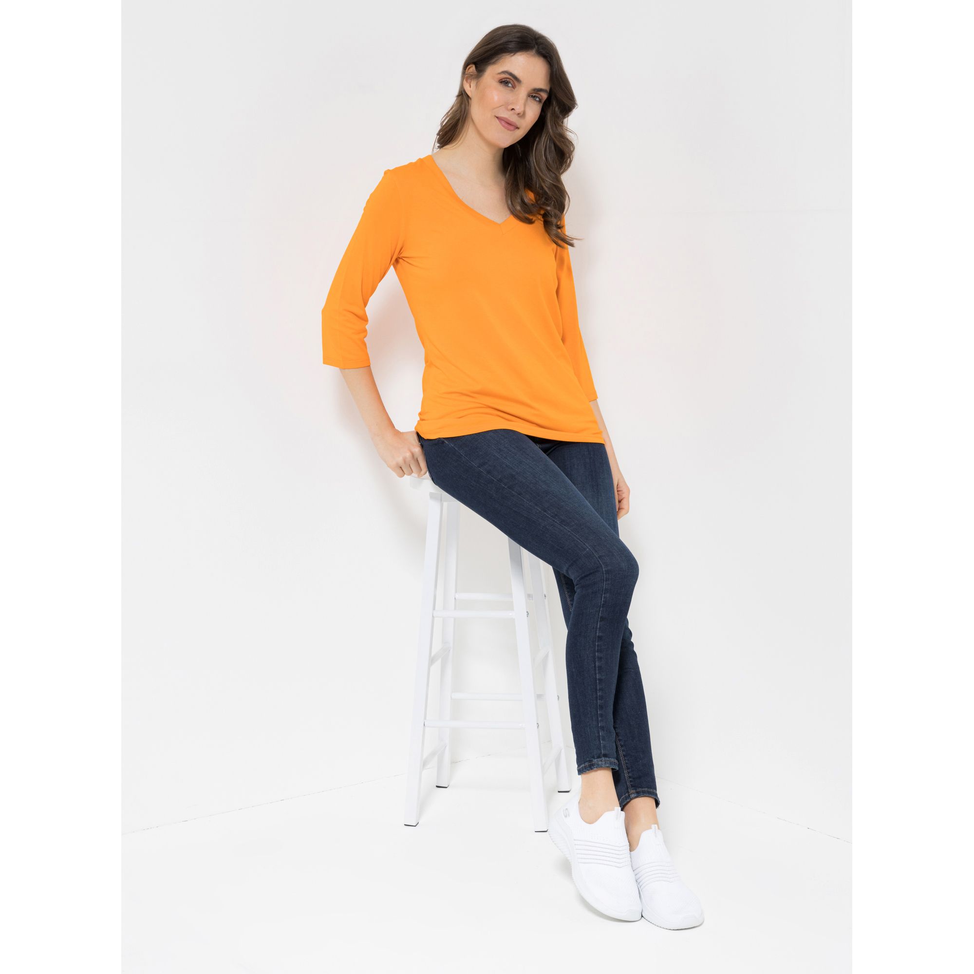 SOULS BY EYWASOULS® Shirt, 3/4 Arm V-Ausschnitt figurumspielend