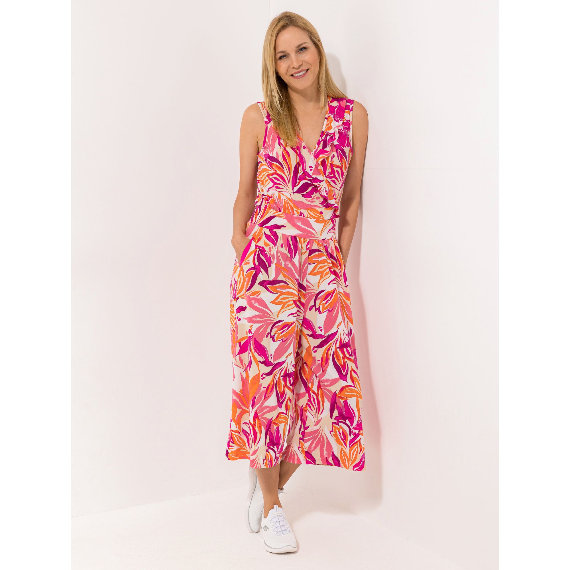 KIM & CO. Jumpsuit Brazil Knit Jersey Ausschnitt: Volants weites Bein