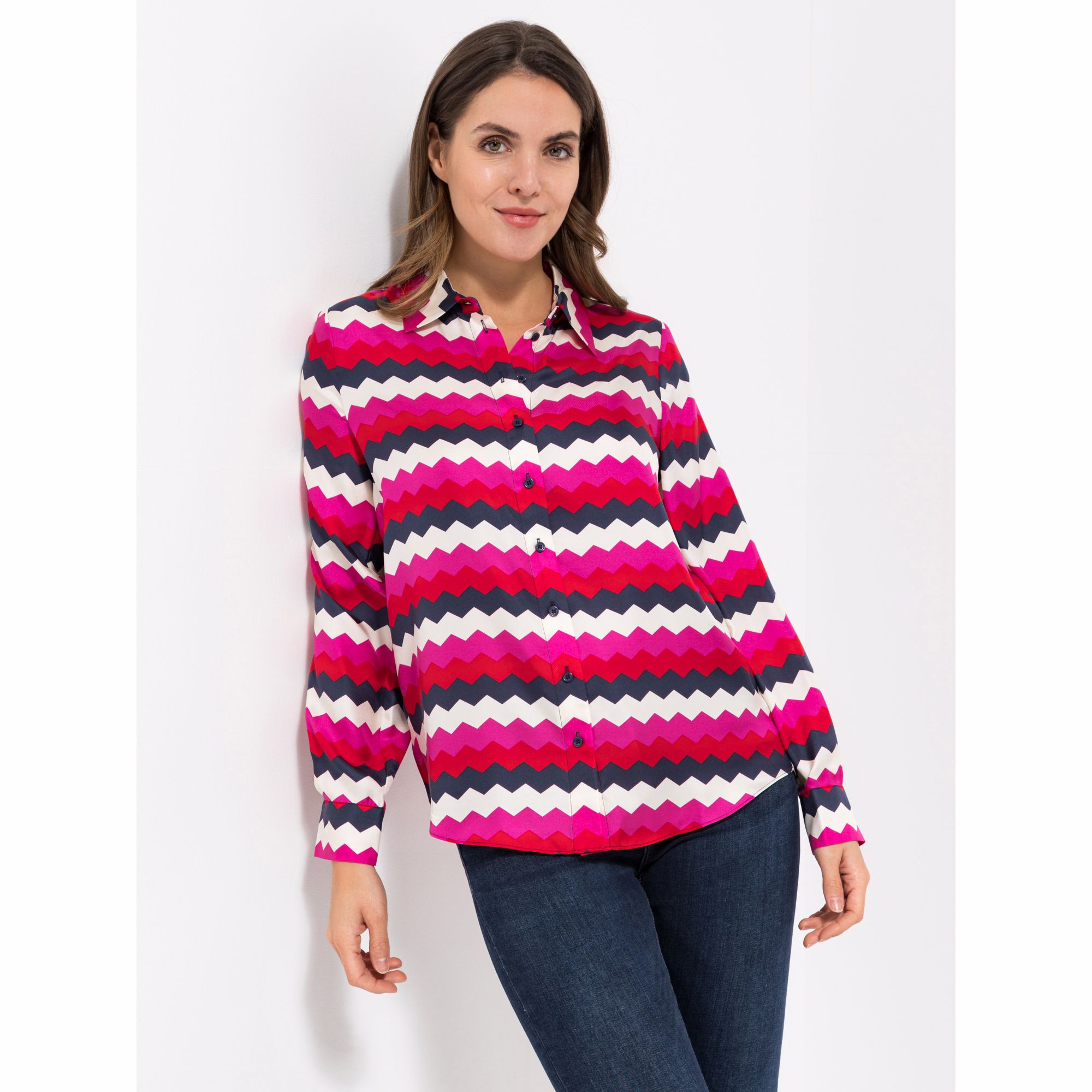 ANNI FOR FRIENDS Bluse Ann-Louise 100% Seide hinten länger leger weit