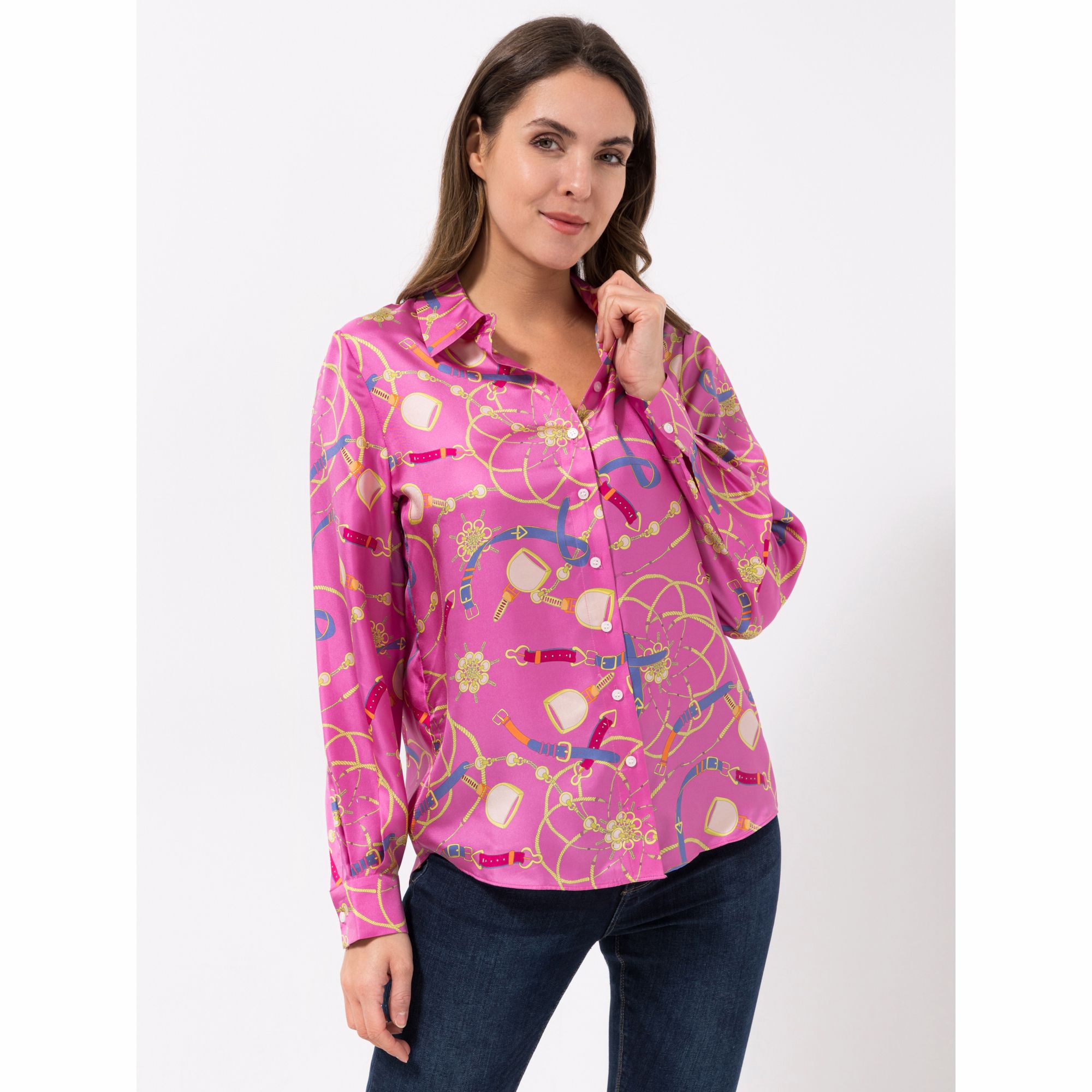 ANNI FOR FRIENDS Bluse Ann-Louise 100% Seide hinten länger leger weit