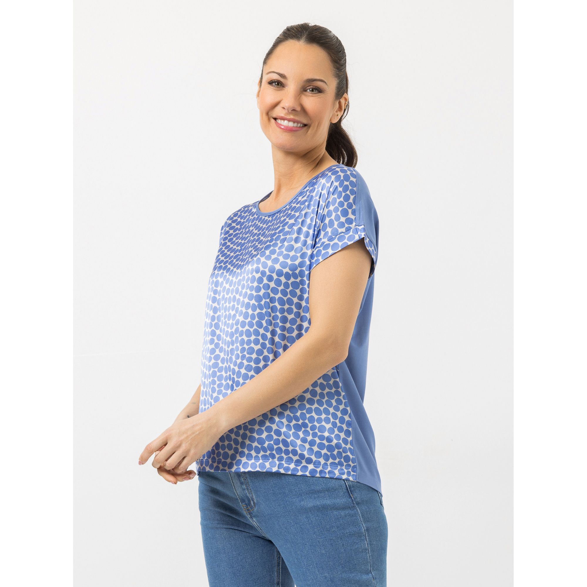 STEFFEN SCHRAUT Blusenshirt, Havanna Rundhalsausschnitt Materialmix leger weit