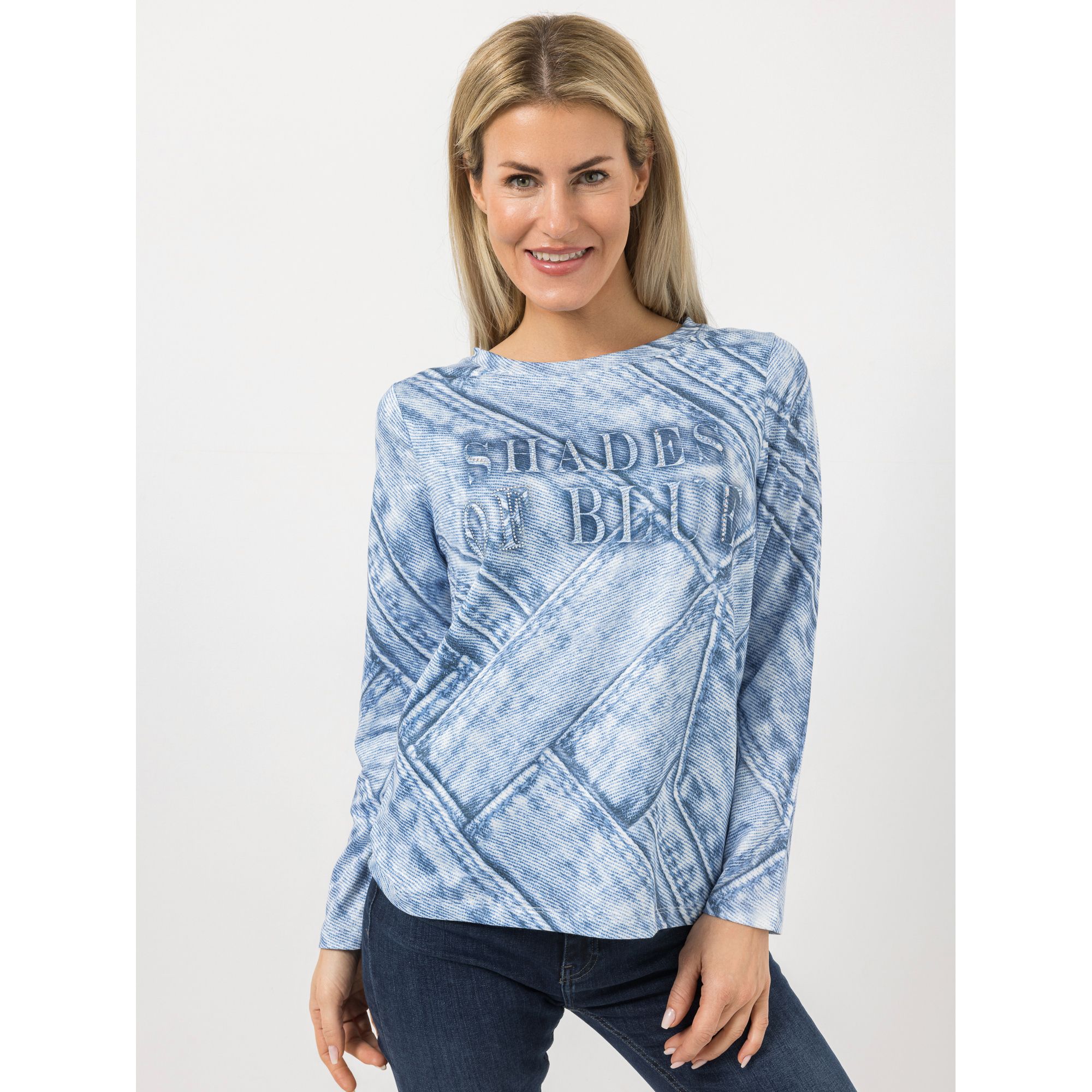 DINE 'N' DANCE Sweatshirt, 1/1-Arm Rundhalsausschnitt Allover Druck figurumspielend