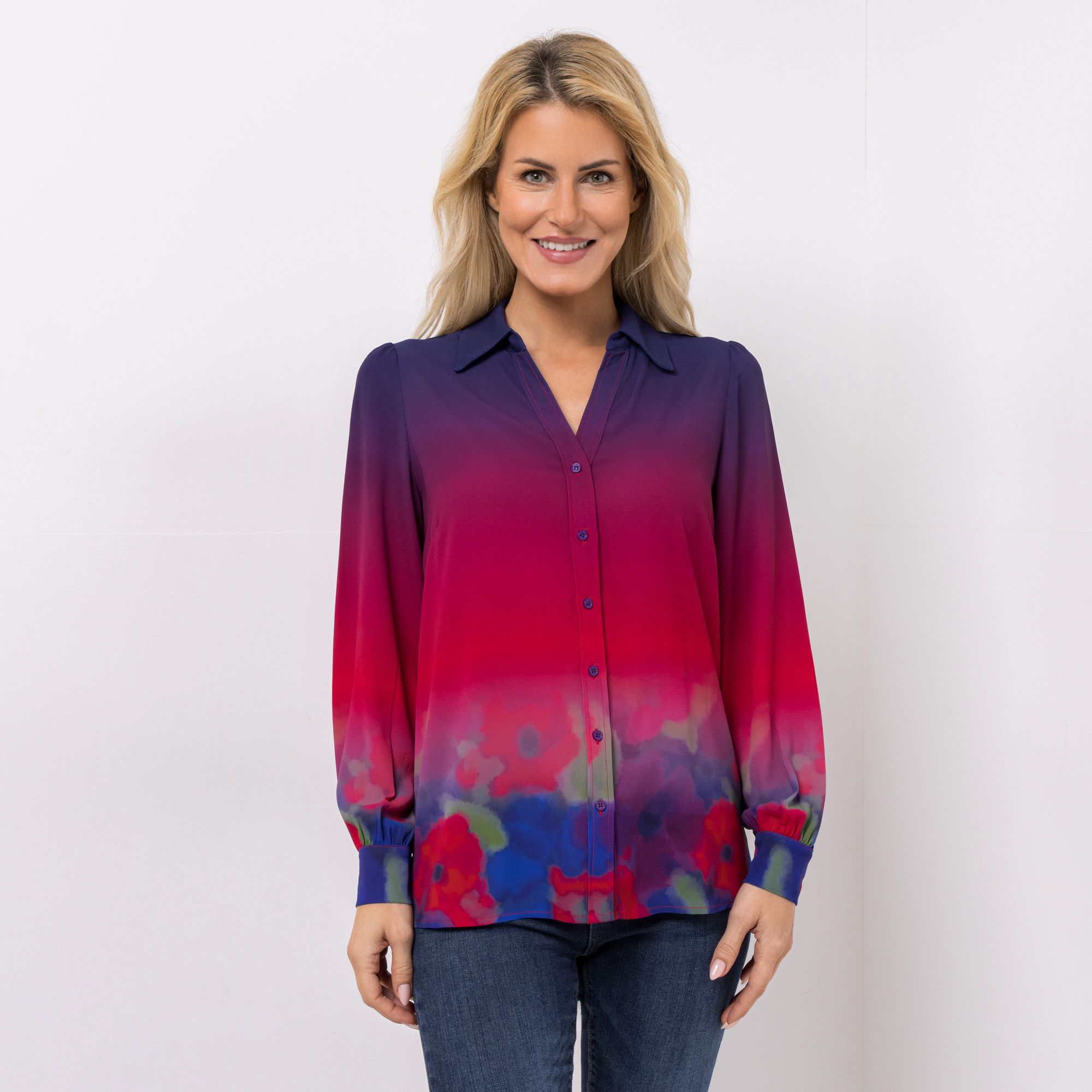 DAWID by Dawid Tomaszewski Bluse, Langarm mit Kragen leger weit