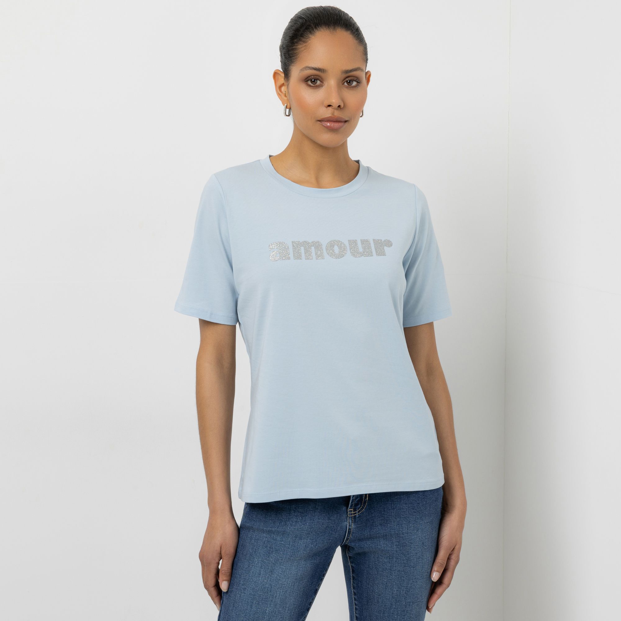 STEFFEN SCHRAUT Shirt, 1/2-Arm Rundhalsausschnitt Glitzerdruck figurumspielend