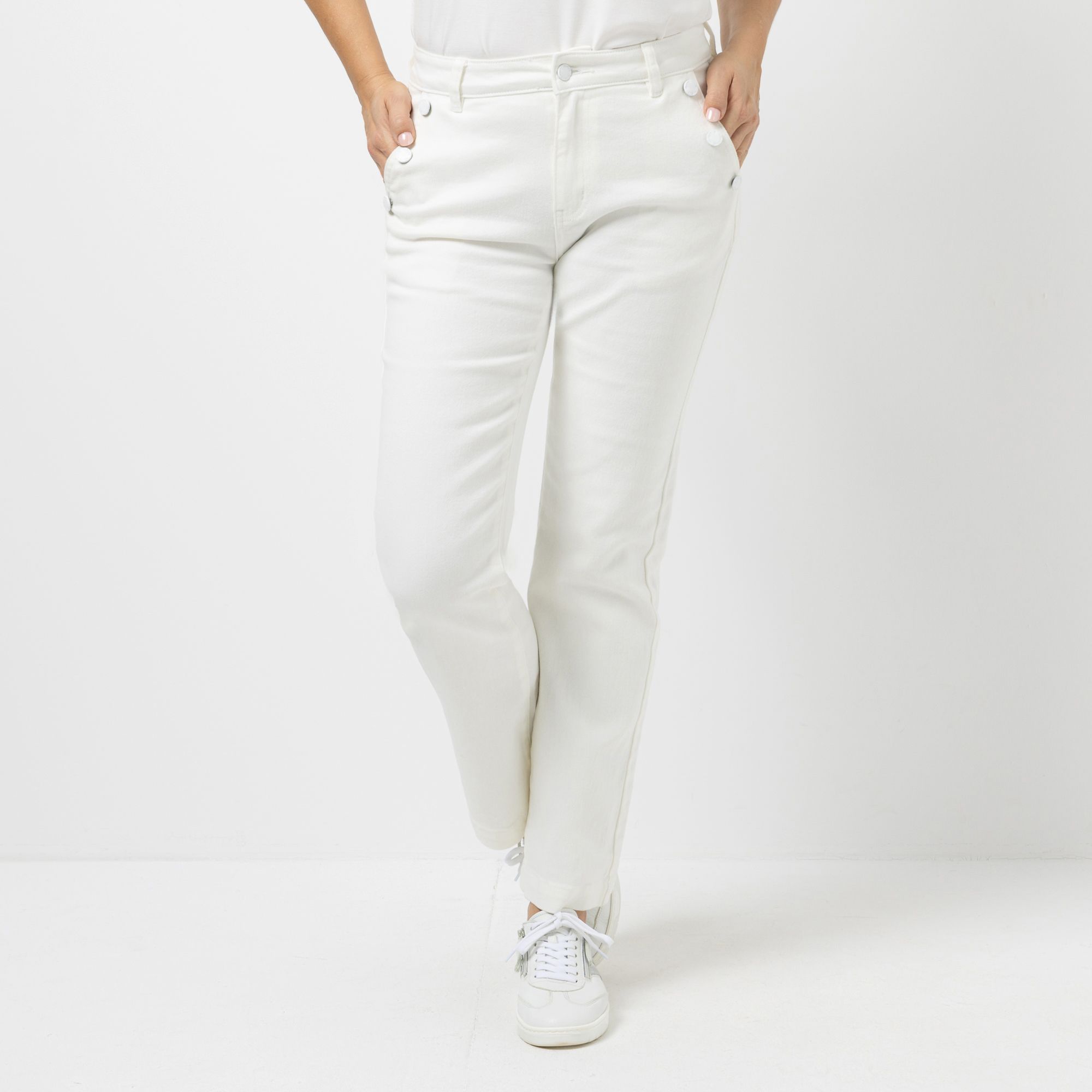 KILIAN KERNER SENSES Jeans, lange Form dekorative Knöpfe Gürtelschlaufen gerades Bein