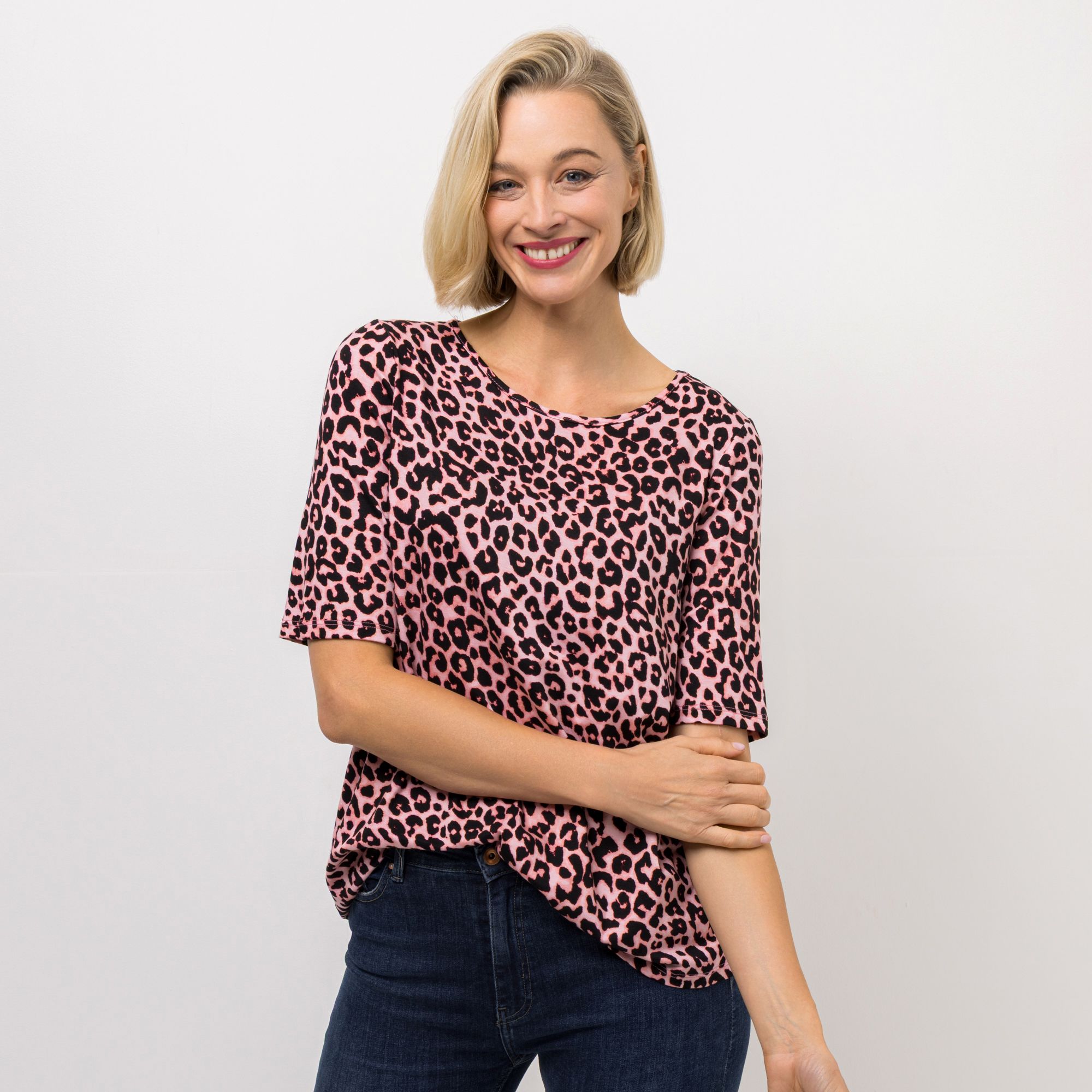 KIM & CO. Shirt, langer Halbarm Viskose Jersey Rundhalsausschnitt figurumspielend