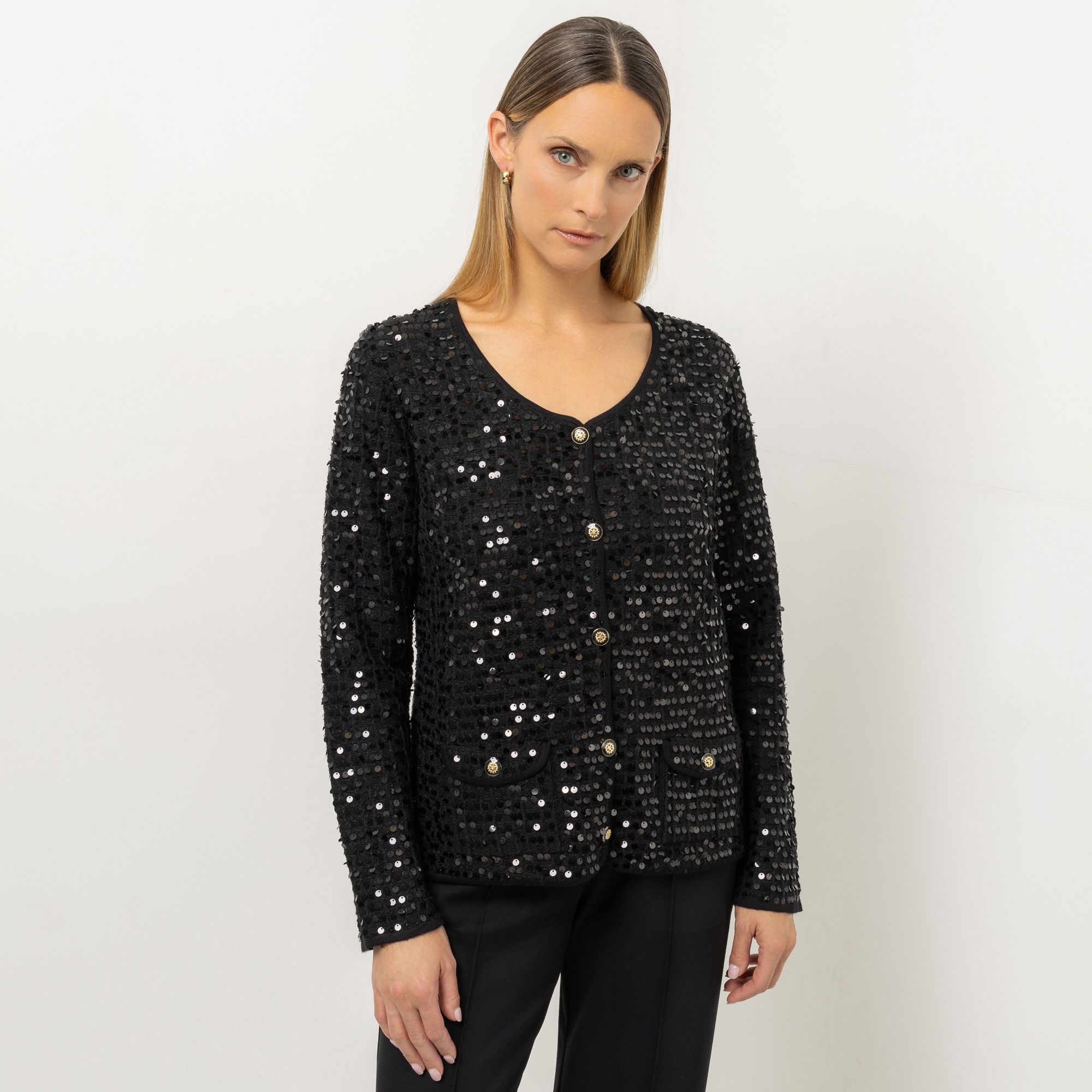 STEFFEN SCHRAUT Cardigan, Langarm V-Ausschnitt Strick mit Pailletten leger weit