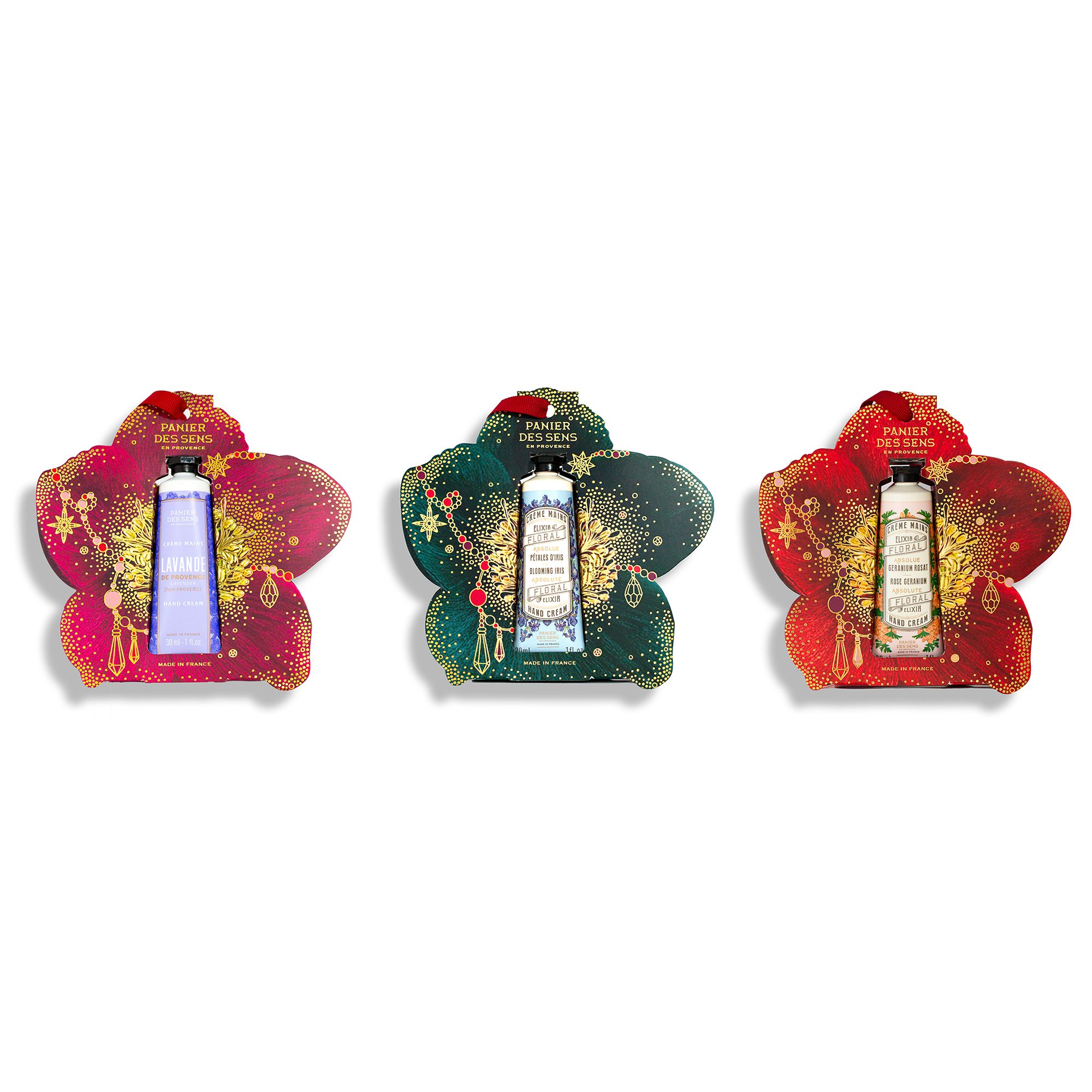 PANIER DES SENS Handcreme Set Iris, Rosengeranie & Lavendel 3x 30ml X-Mas Edition