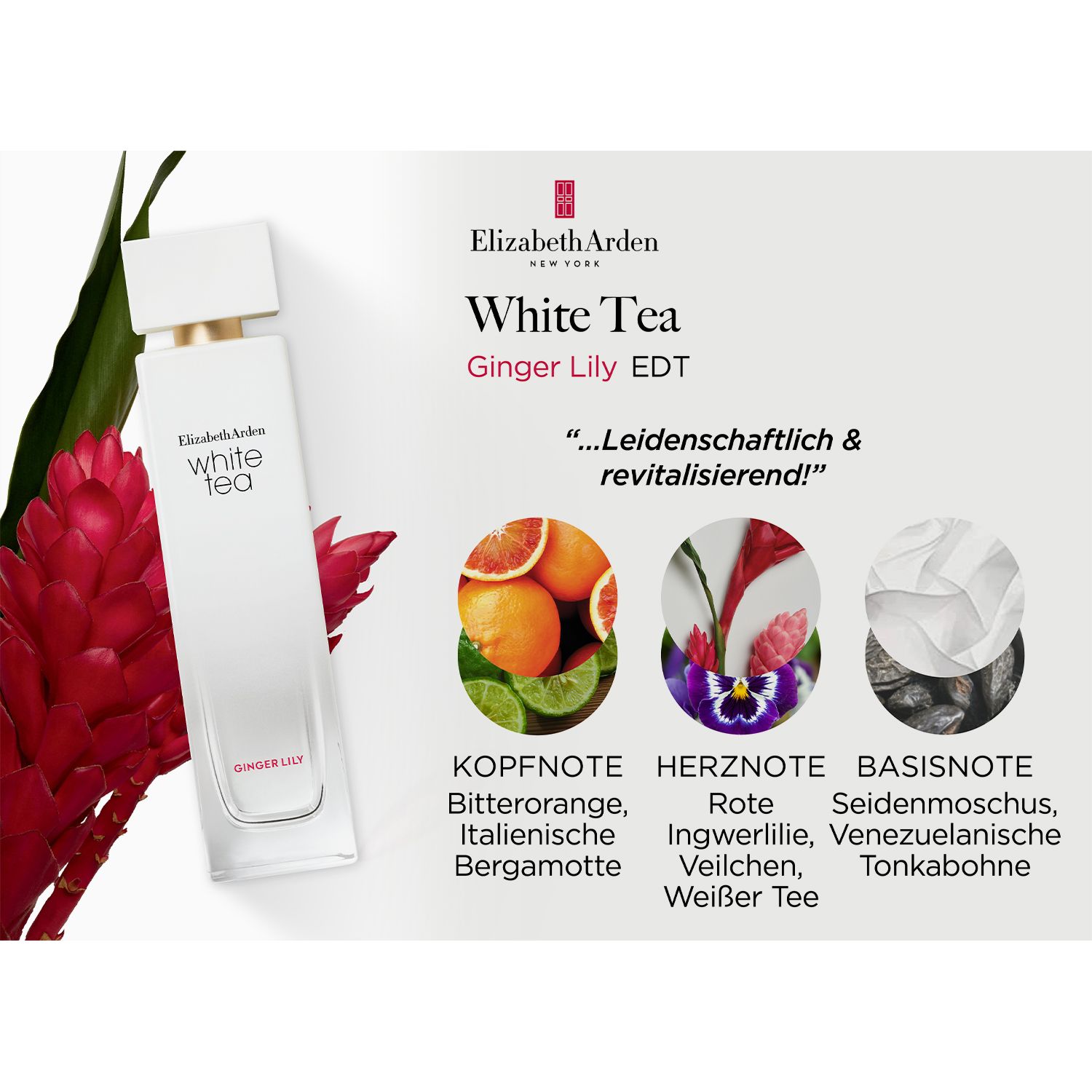 ELIZABETH ARDEN White Tea Ginger Lily Eau de Toilette 100ml QVC.de