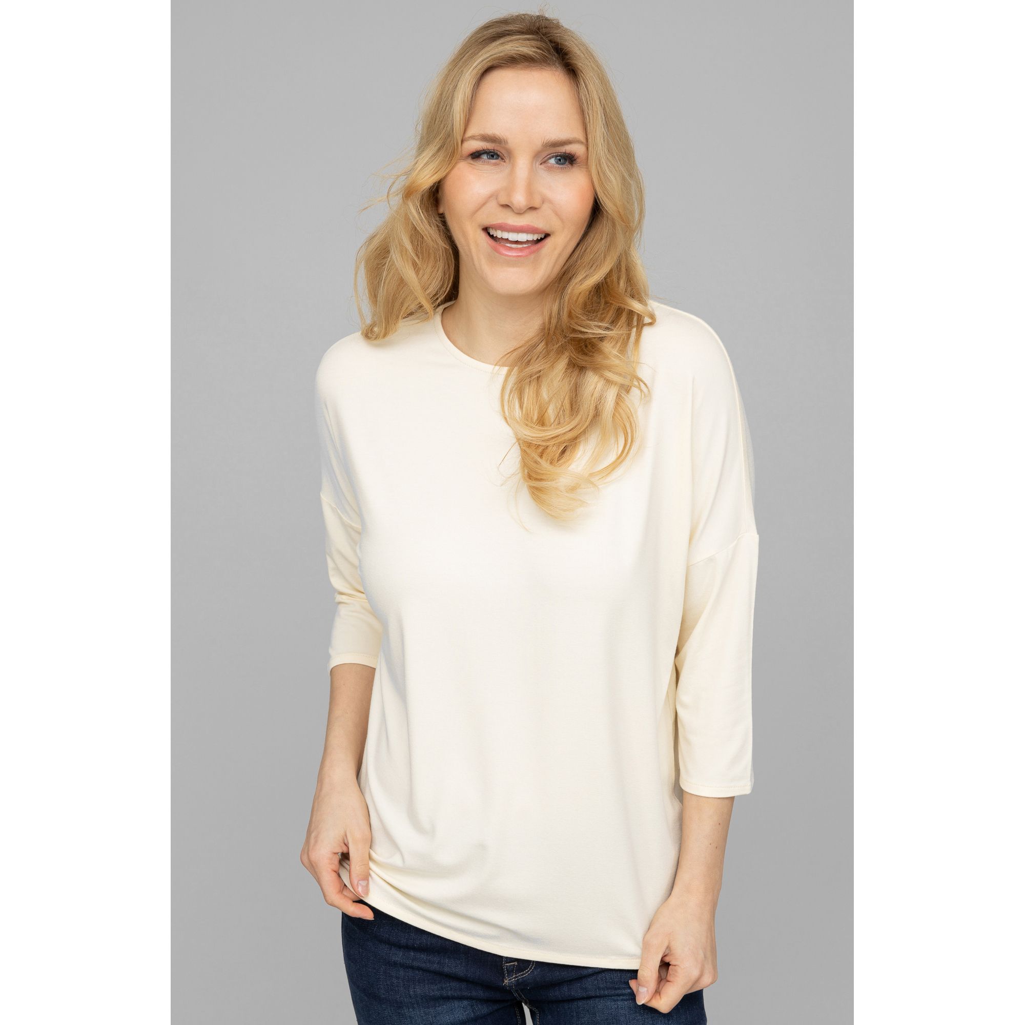 EVA LUTZ Shirt, 3/4-Arm Rundhalsausschnitt Jersey leger weit