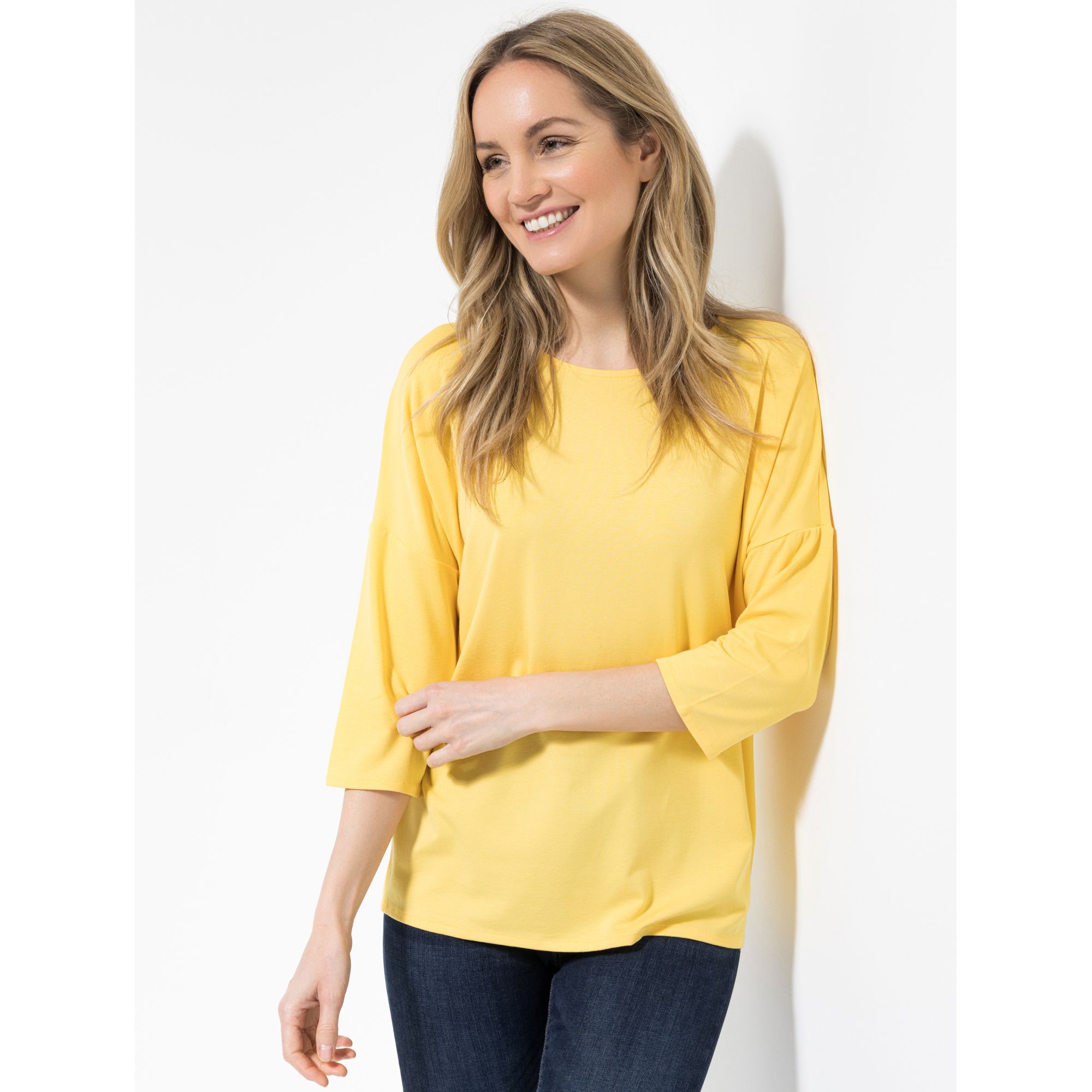 EVA LUTZ Shirt, 3/4-Arm Rundhalsausschnitt Jersey leger weit