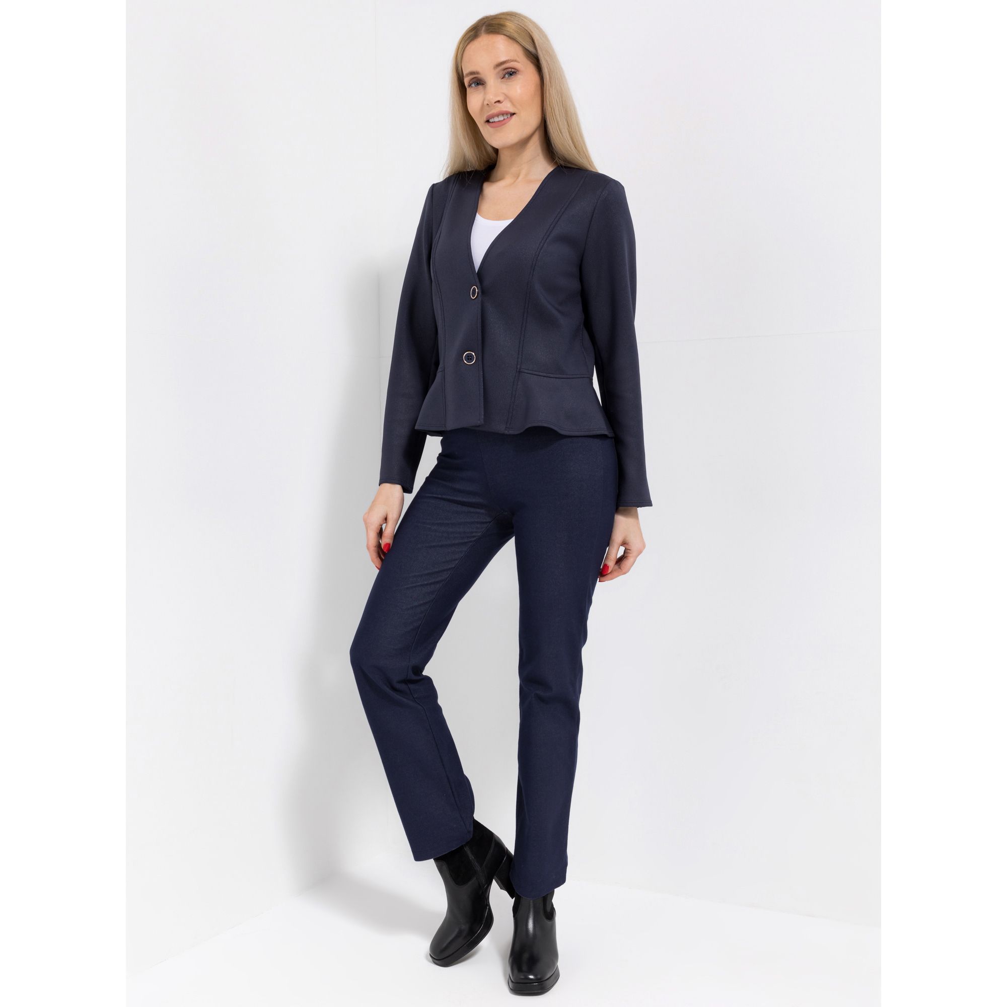 KIM & CO. Jacke, Blazer-Form Scuba Leder Optik 2-Knopf-Verschluss figurumspielend