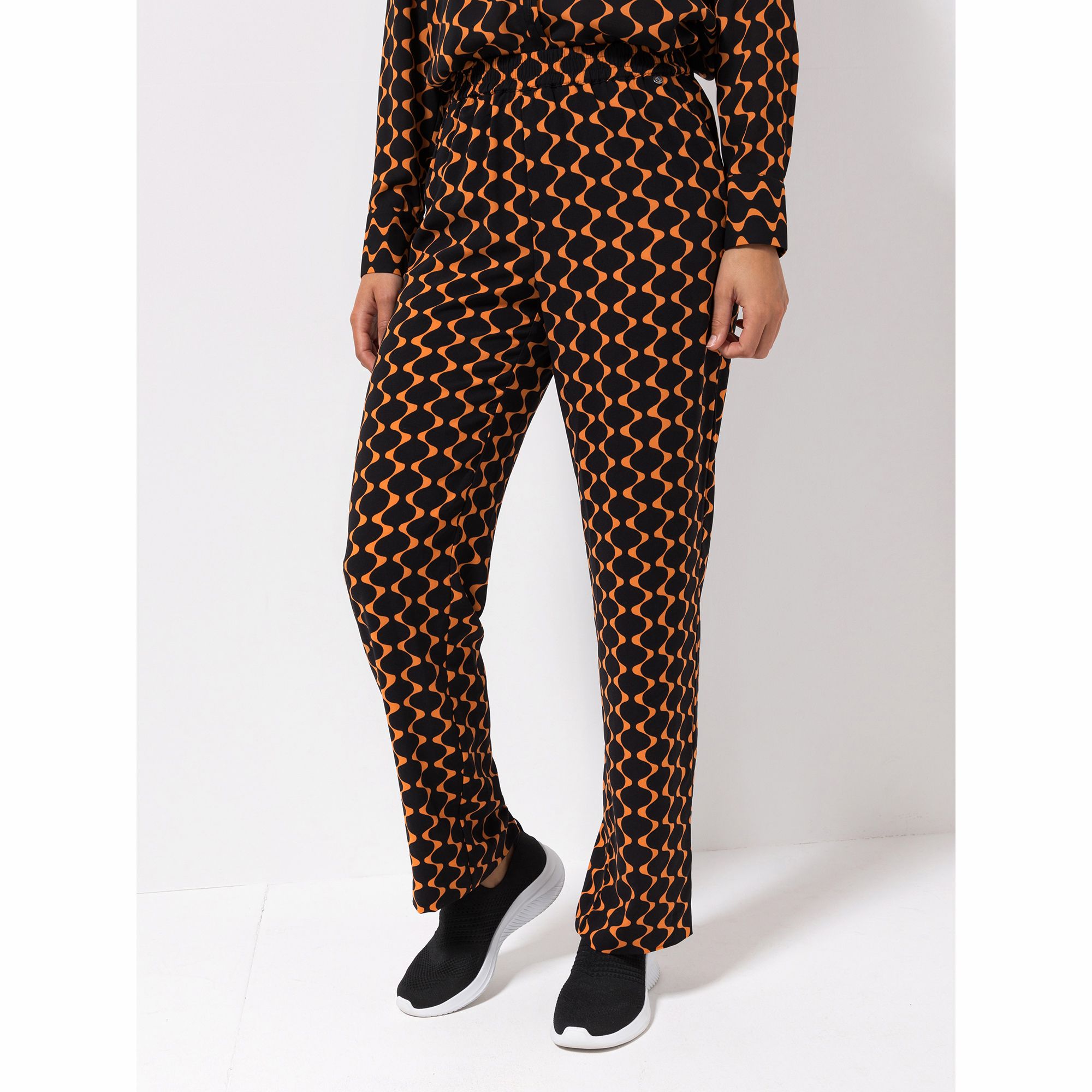 EVA LUTZ Hose, lange Form Rundumdehnbund Eingrifftaschen weites Bein