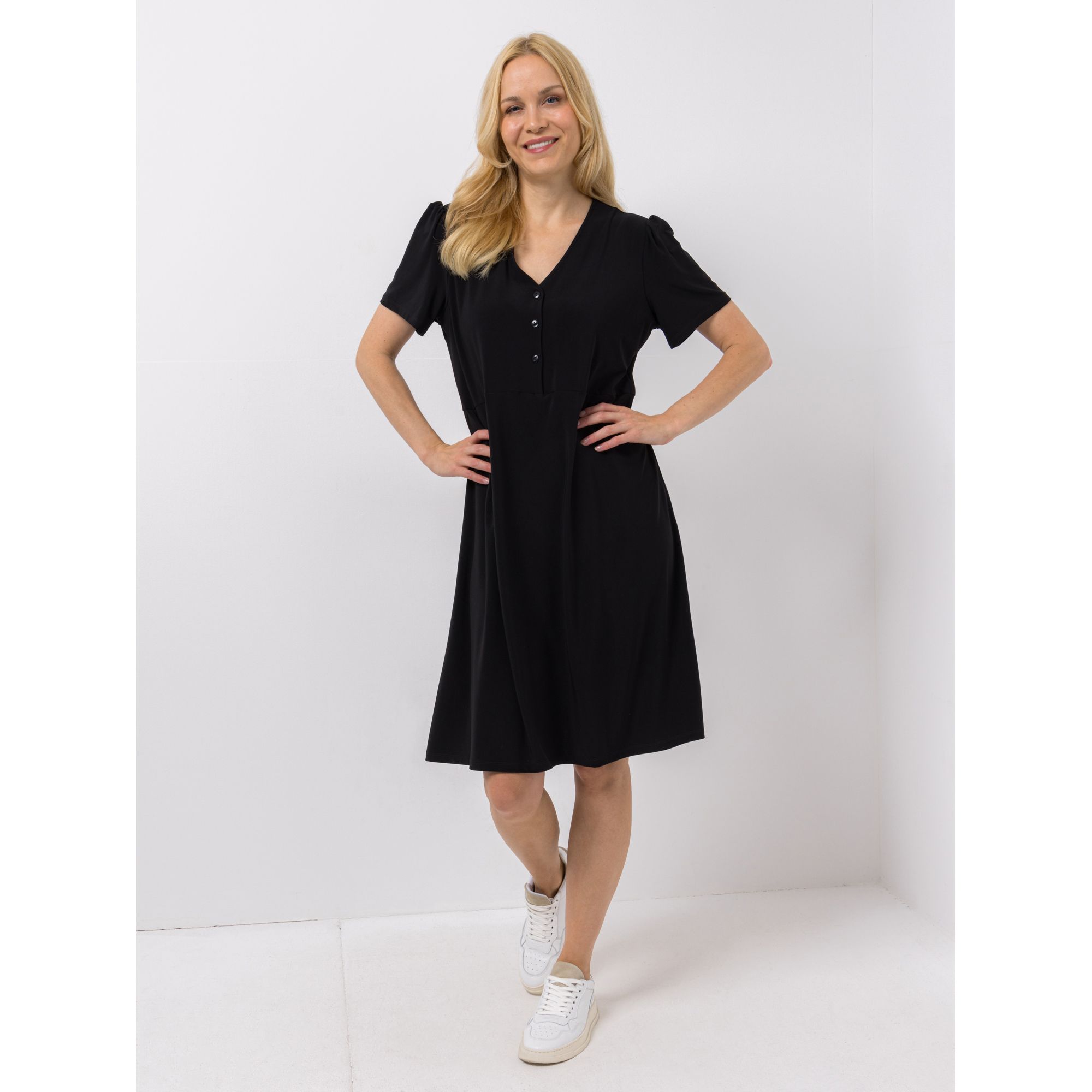 KIM & CO. Kleid, kurzer 1/2-Arm Brazil Knit Jersey halbe Knopfleiste figurumspielend