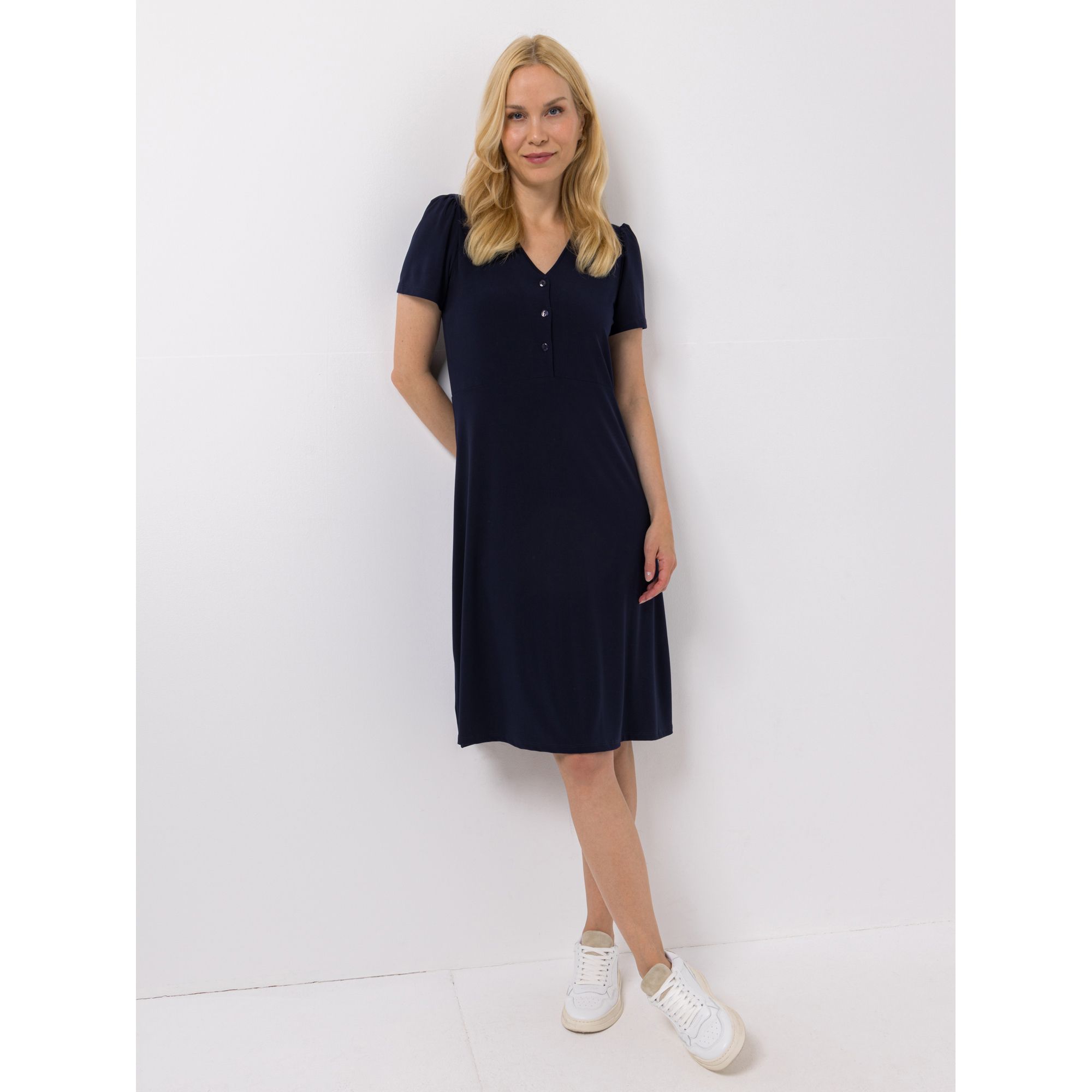 KIM & CO. Kleid, kurzer 1/2-Arm Brazil Knit Jersey halbe Knopfleiste figurumspielend