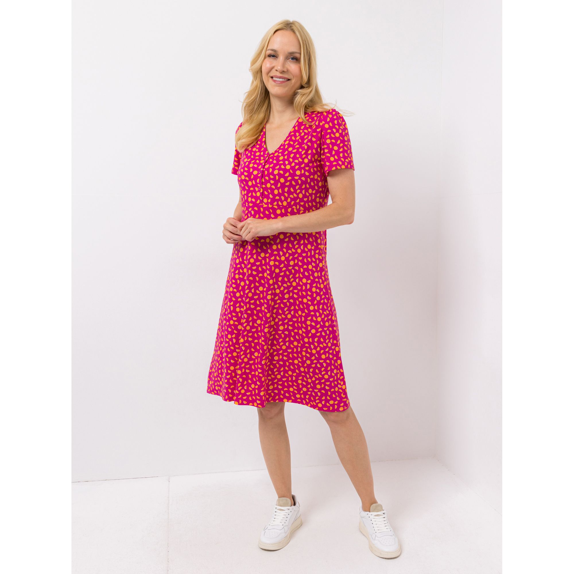 KIM & CO. Kleid, kurzer 1/2-Arm Brazil Knit Jersey halbe Knopfleiste figurumspielend