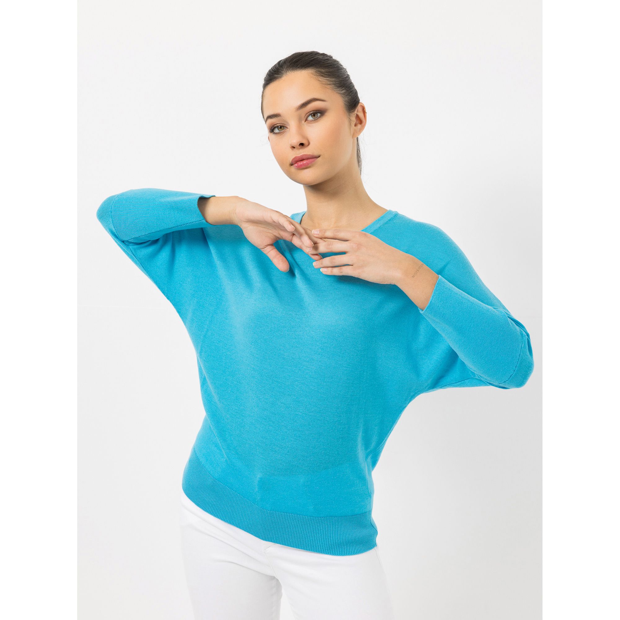 STEFFEN SCHRAUT Pullover 3/4 Fledermausärmel V-Ausschnitt leger weit