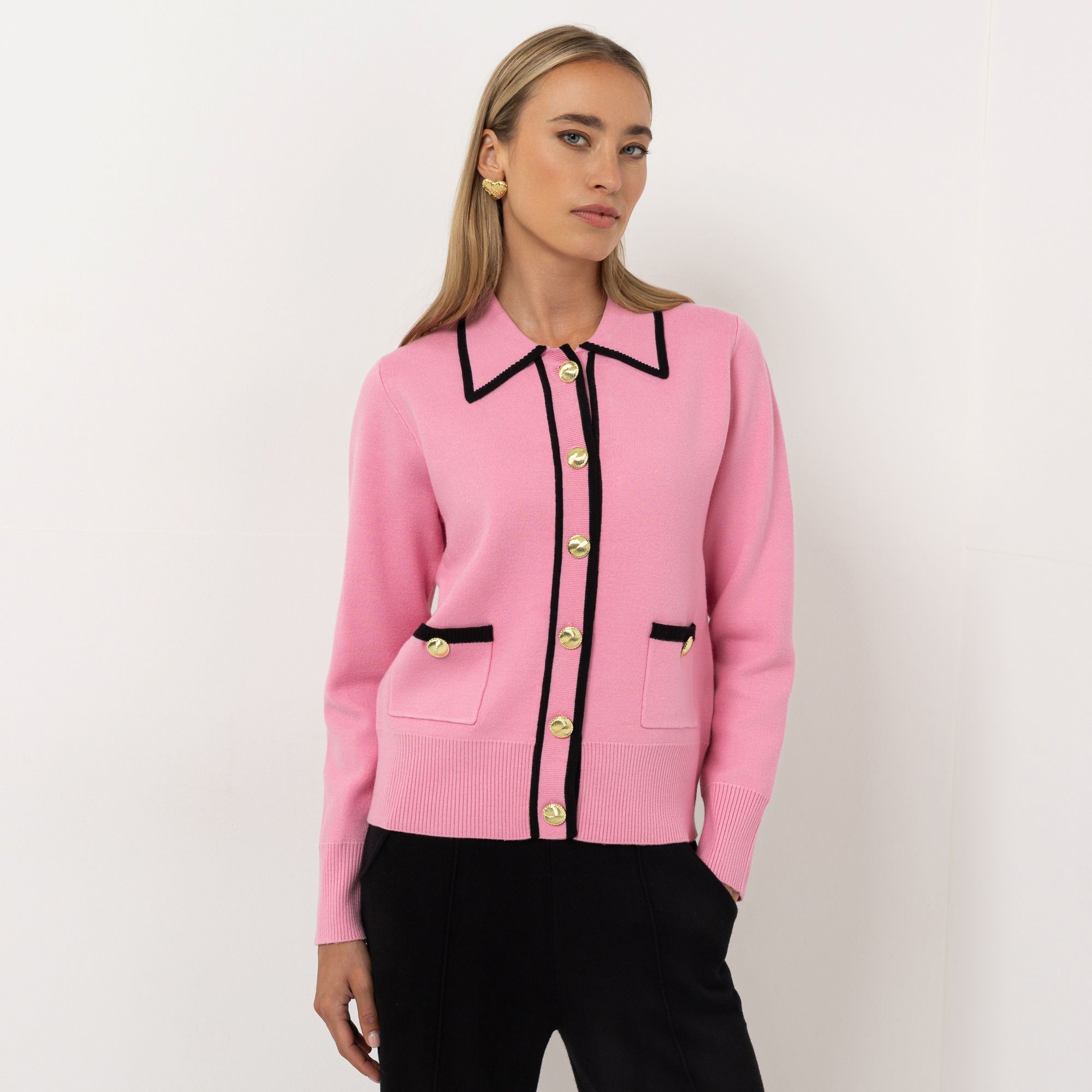 STEFFEN SCHRAUT Cardigan Kontrastdetails Schmuckknöpfe figurumspielend