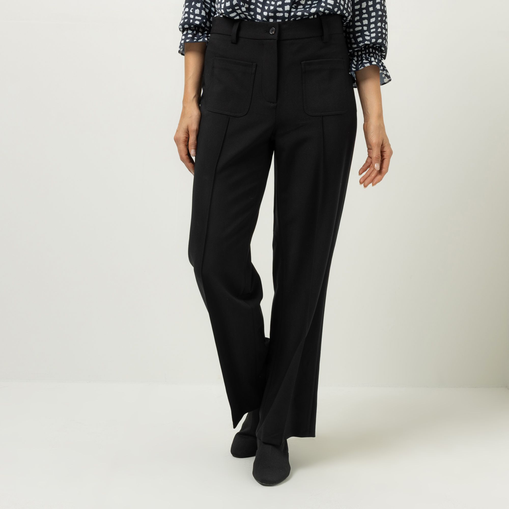 ANNA VON GRIESHEIM Hose, 1/1-Länge elastische Ware aufgesetzte Taschen gerades Bein
