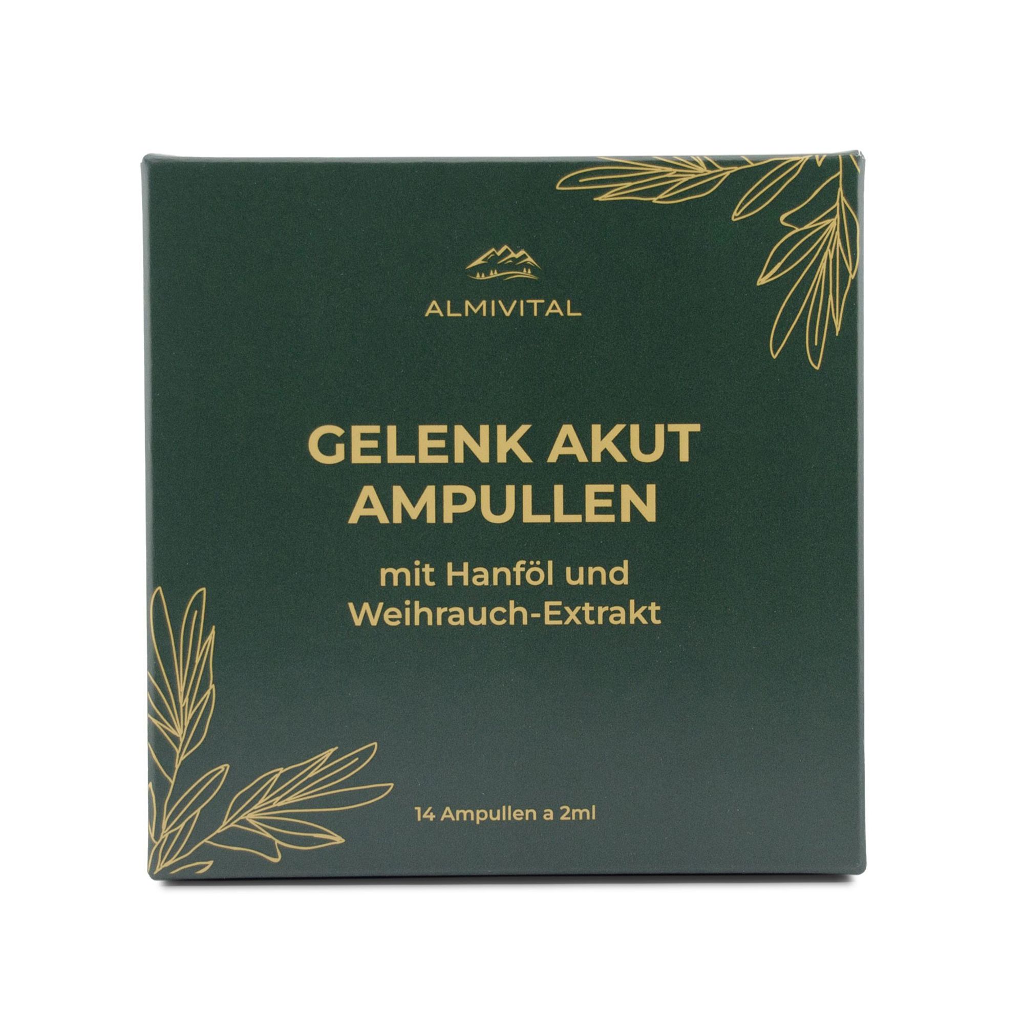 ALMIVITAL Gelenk Akut Ampullen mit Hanföl, 8% Weihrauch-Extrakt 14x 2ml