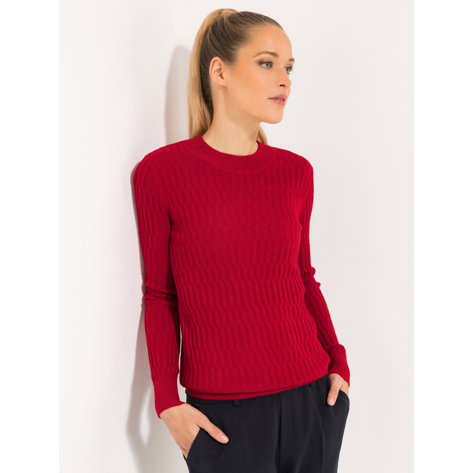 STEFFEN SCHRAUT Pullover, 1/1-Arm Rundhalsausschnitt Strickmuster figurbetont