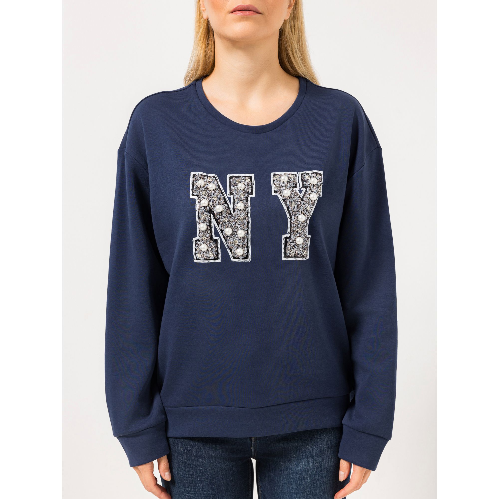 STEFFEN SCHRAUT Sweatshirt Rundhalsausschnitt mit Bestickung leger weit