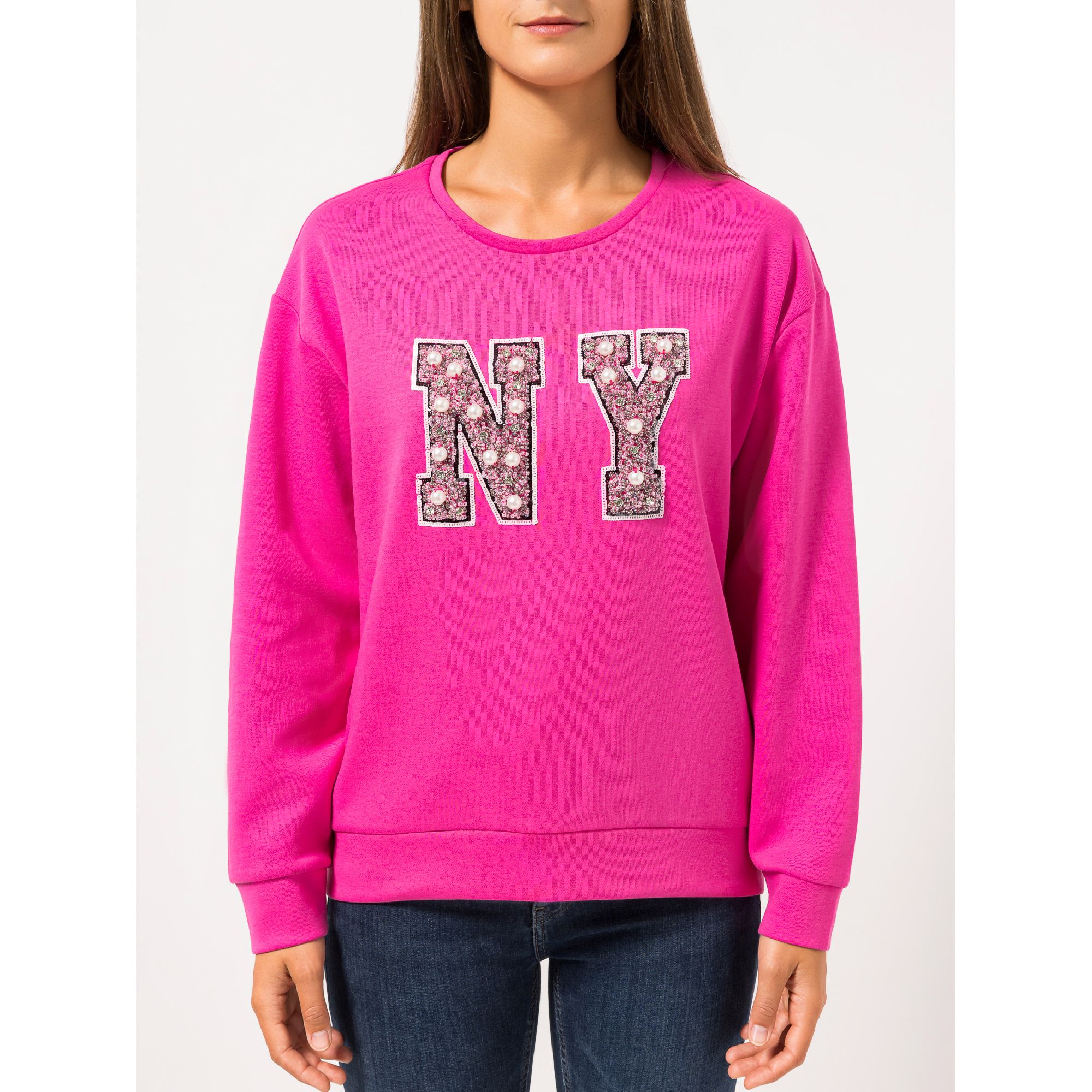 STEFFEN SCHRAUT Sweatshirt Rundhalsausschnitt mit Bestickung leger weit