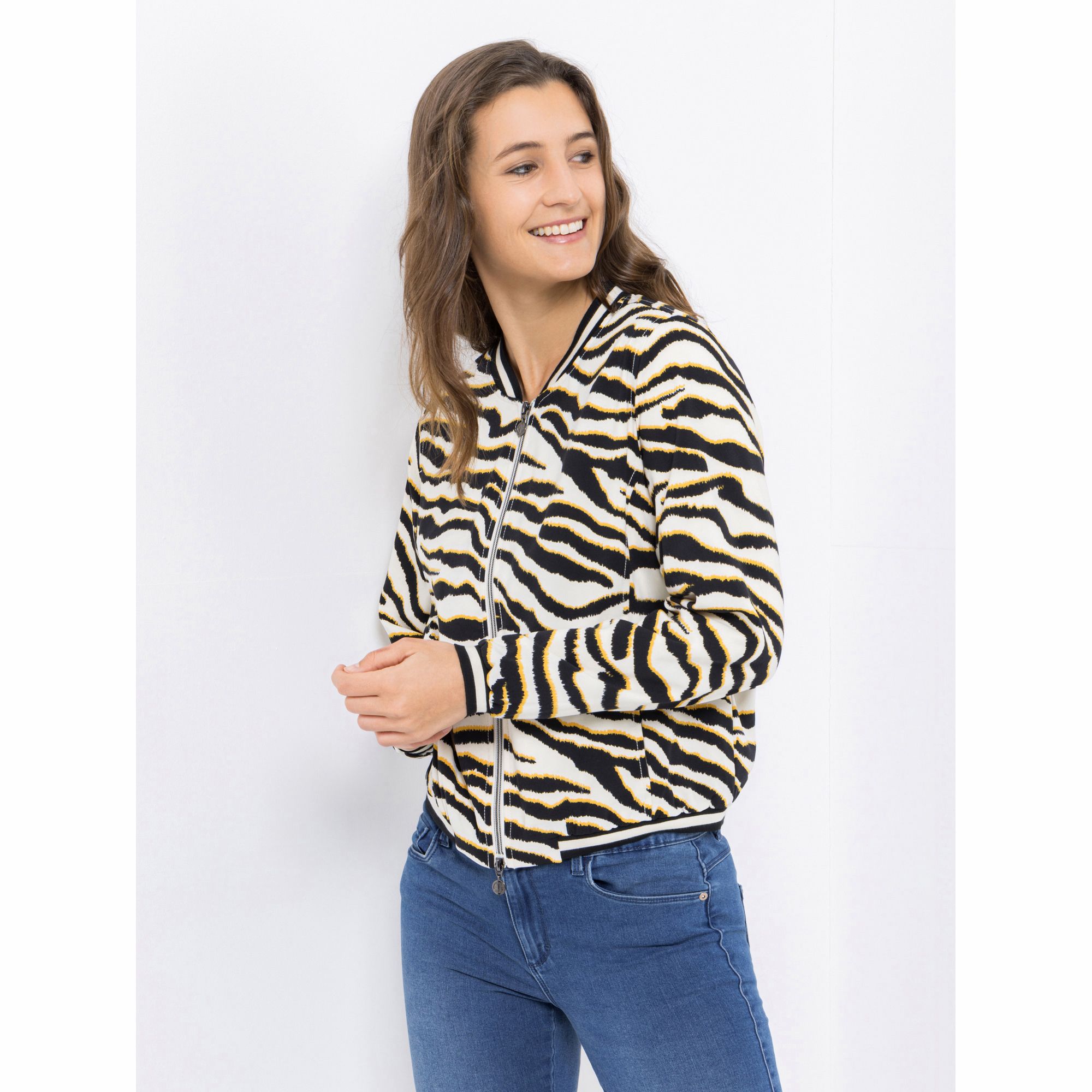 EVA LUTZ Blouson 2-Wege-Reißverschluss Rippbund-Abschlüsse figurumspielend