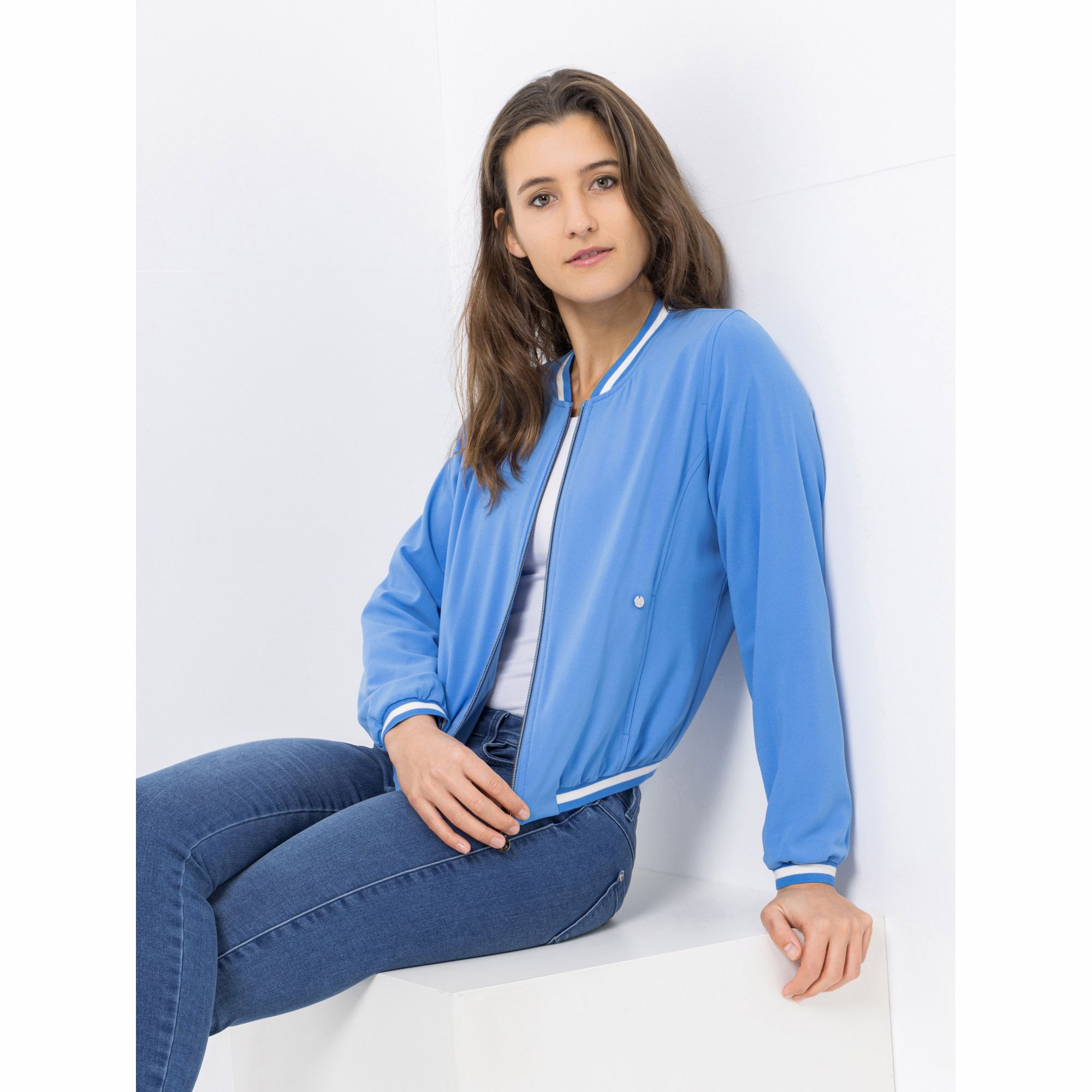 EVA LUTZ Blouson 2-Wege-Reißverschluss Rippbund-Abschlüsse figurumspielend