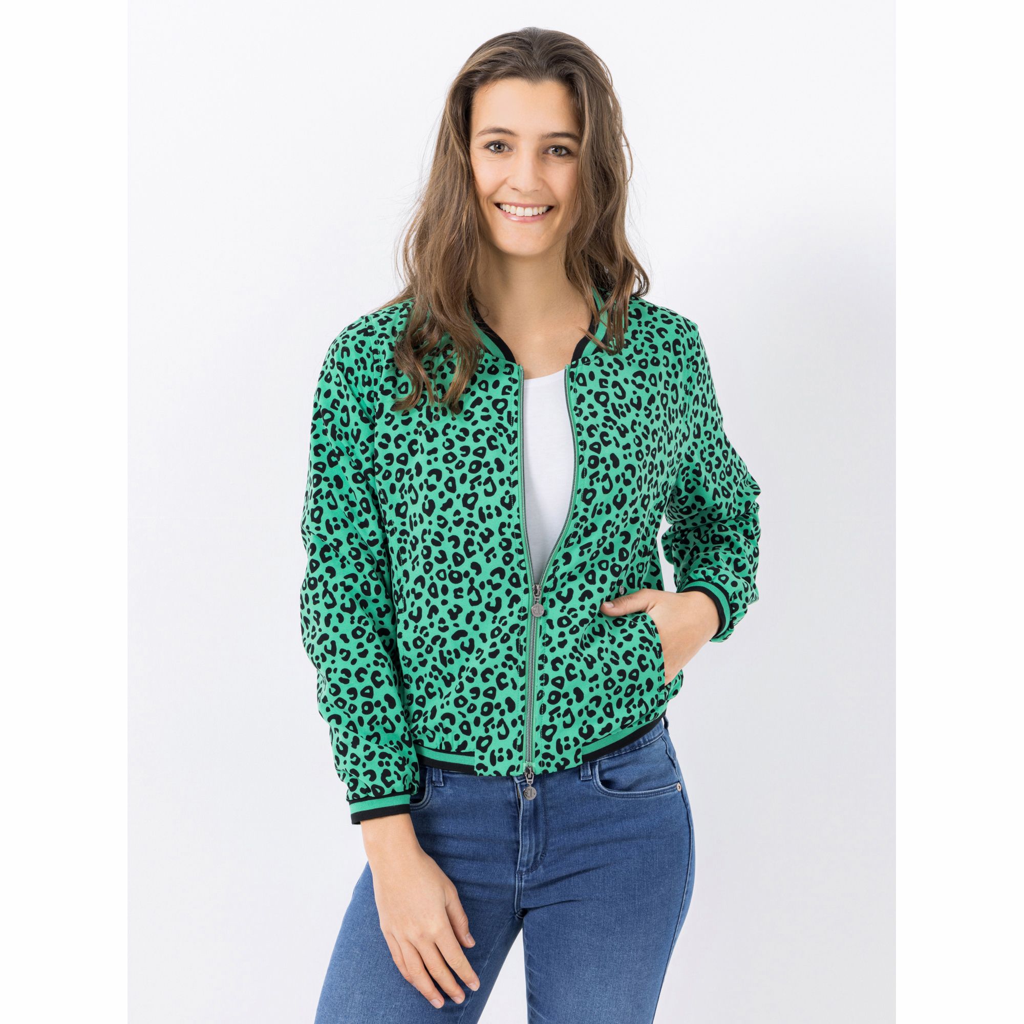 EVA LUTZ Blouson 2-Wege-Reißverschluss Rippbund-Abschlüsse figurumspielend