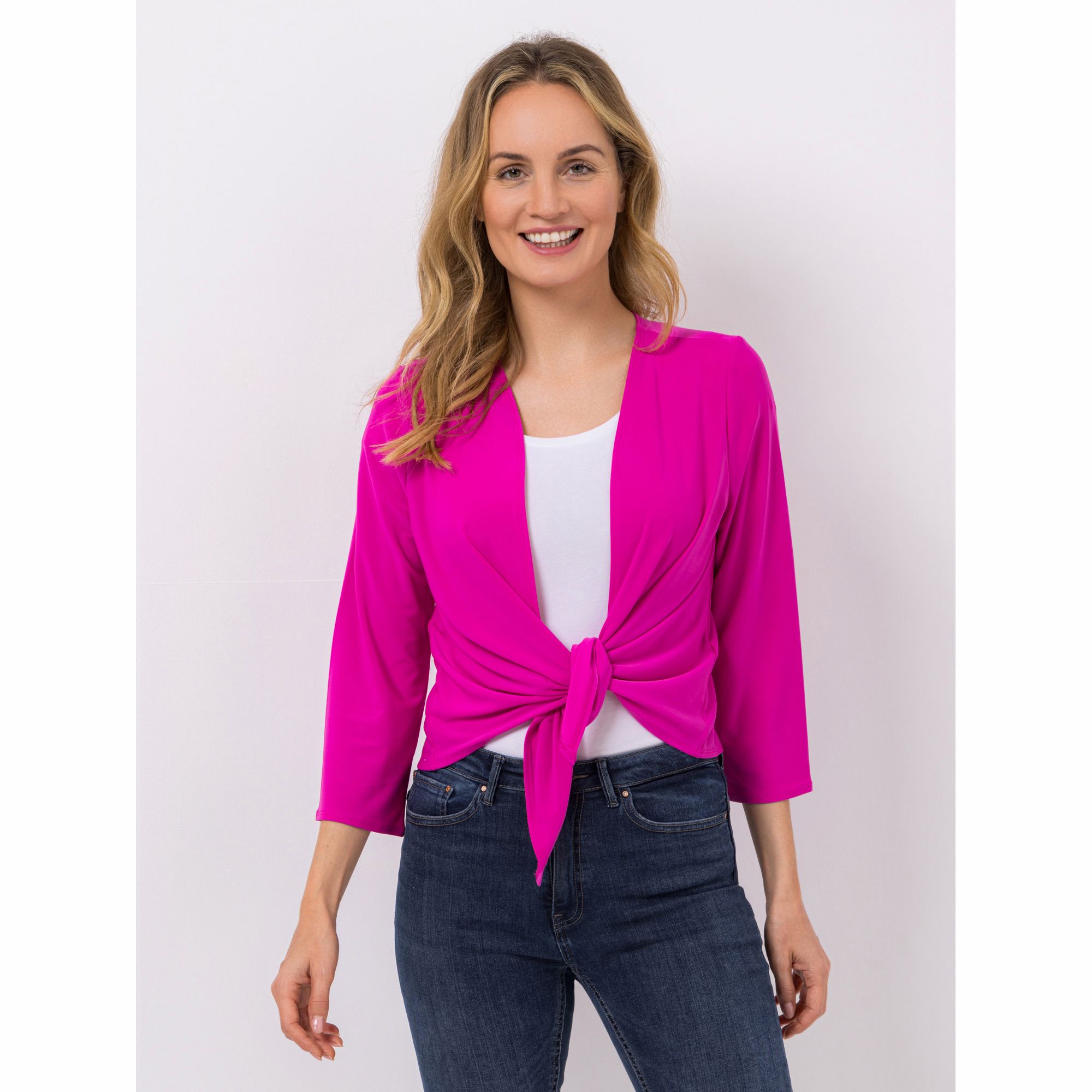 KIM & CO. Bolero, 3/4-Arm Deluxe Brazil Knit offene Front figurumspielend