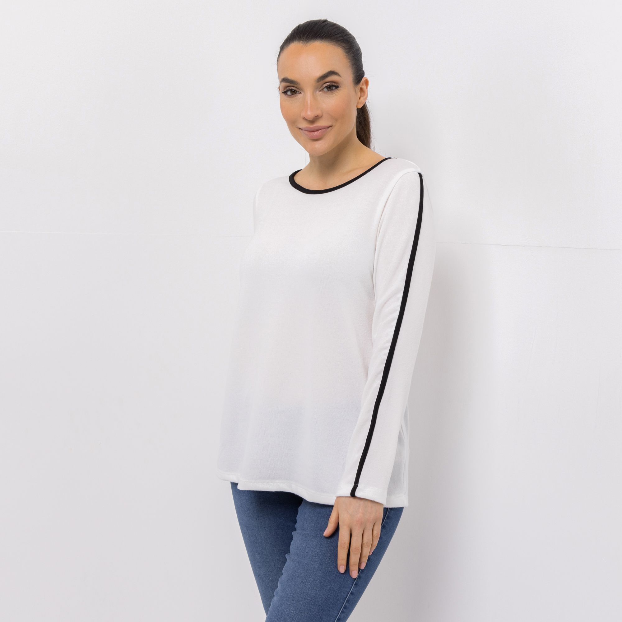 KIM & CO. Shirt Soft Touch Jersey Kontrast-Details figurumspielend