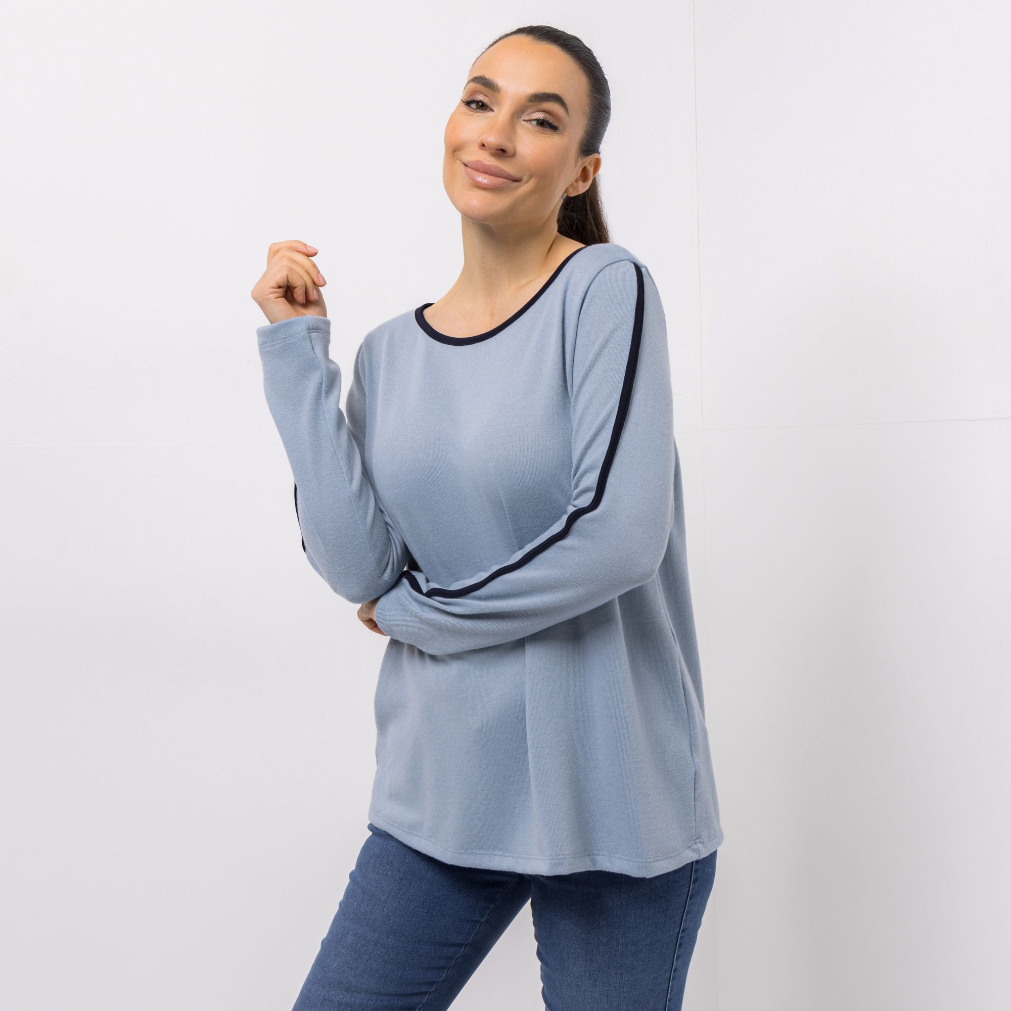 KIM & CO. Shirt Soft Touch Jersey Kontrast-Details figurumspielend