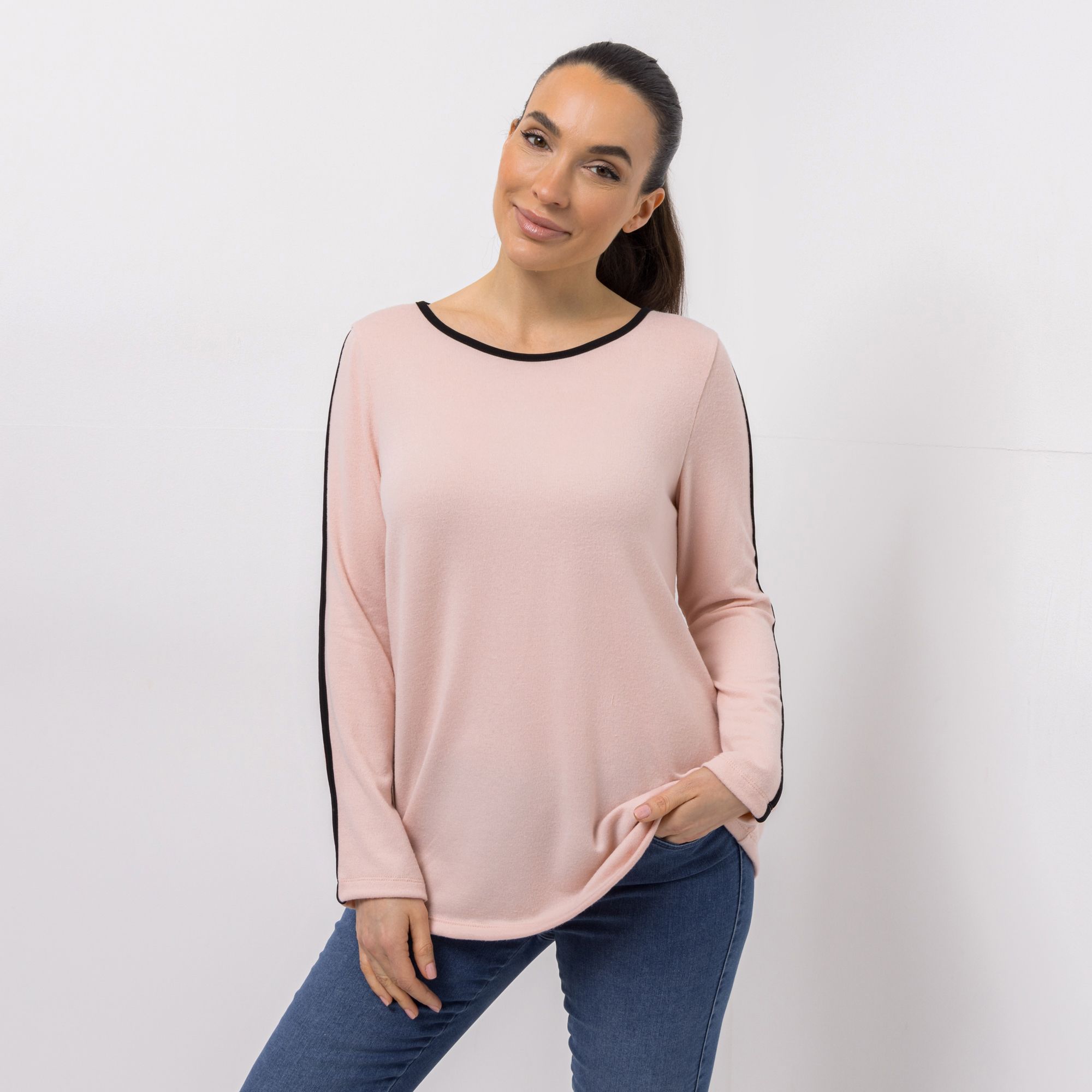 KIM & CO. Shirt Soft Touch Jersey Kontrast-Details figurumspielend