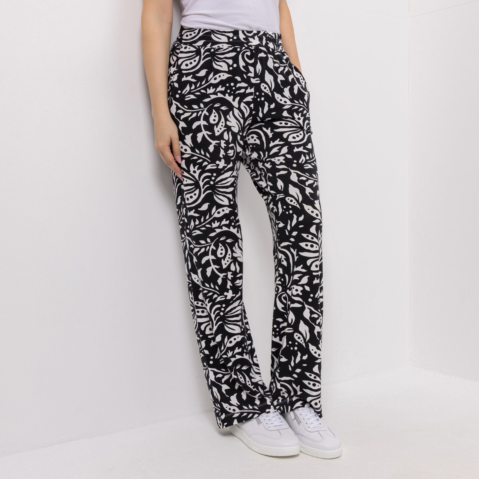 EVA LUTZ Hose, lange Form Rundumdehnbund mit ECOVERO Viskose gerades Bein