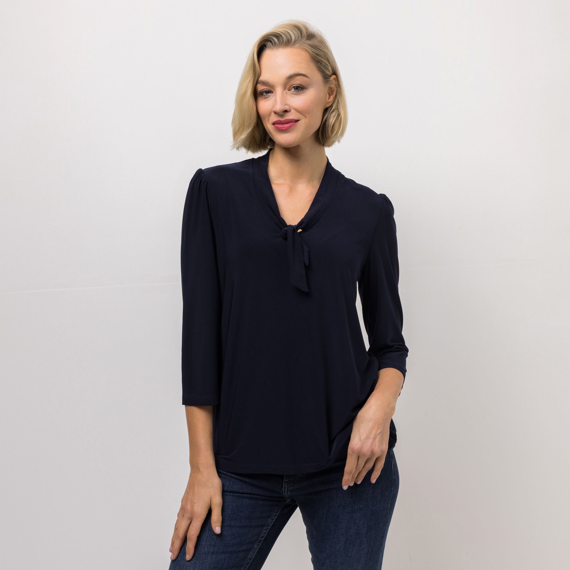 KIM & CO. Shirt, 3/4-Arm Brazil Knit Jersey Zier-Schleife figurumspielend