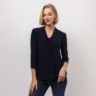 KIM & CO. Shirt, 3/4-Arm Deluxe Brazil Knit Zier-Schleife figurumspielend