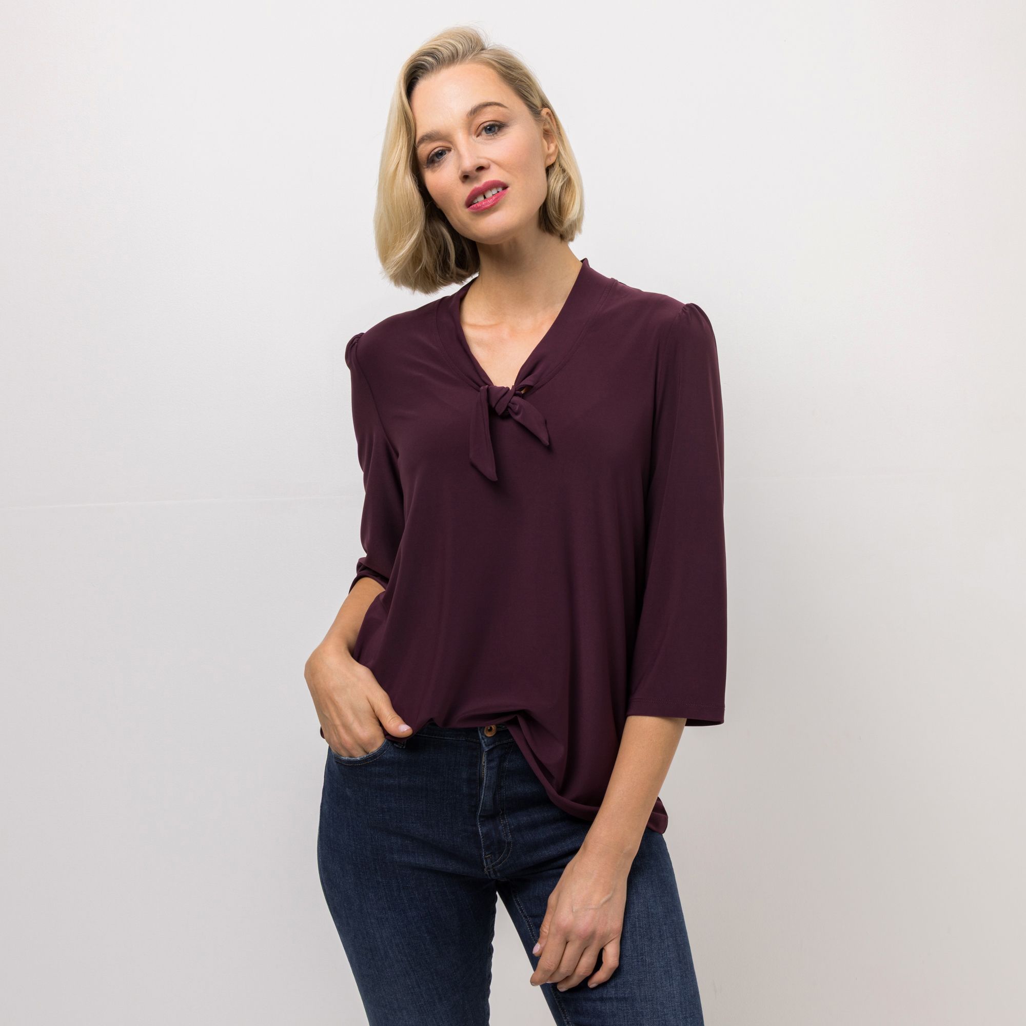 KIM & CO. Shirt, 3/4-Arm Brazil Knit Jersey Zier-Schleife figurumspielend