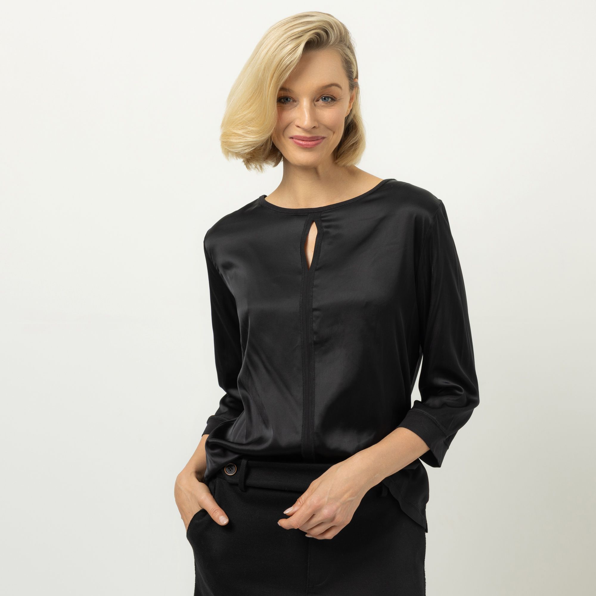 ANNA VON GRIESHEIM Blusenshirt, 3/4-Arm Rundhalsausschnitt Material-Mix figurumspielend
