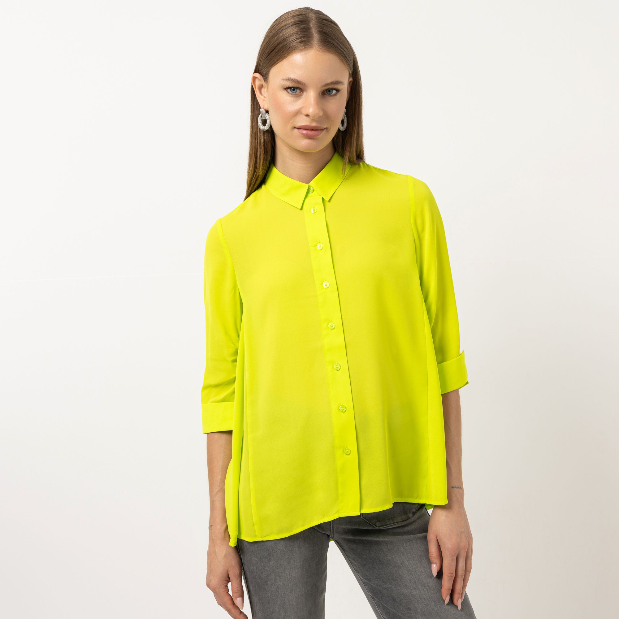 STEFFEN SCHRAUT Bluse, Capri 3/4-Arm Raffung am Ärmel leger weit